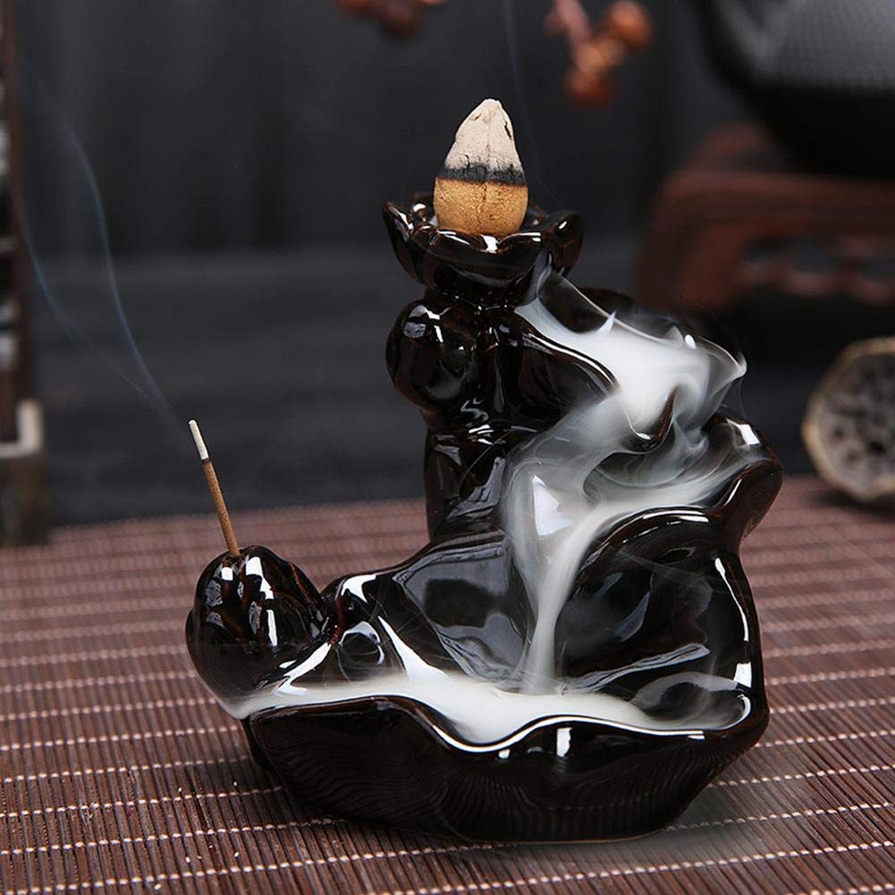 Handcrafted Ceramic Backflow Incense Burner with Glaze Finish - Porcelain Cone Holder for Aromatherapy, Meditation & Home Decor