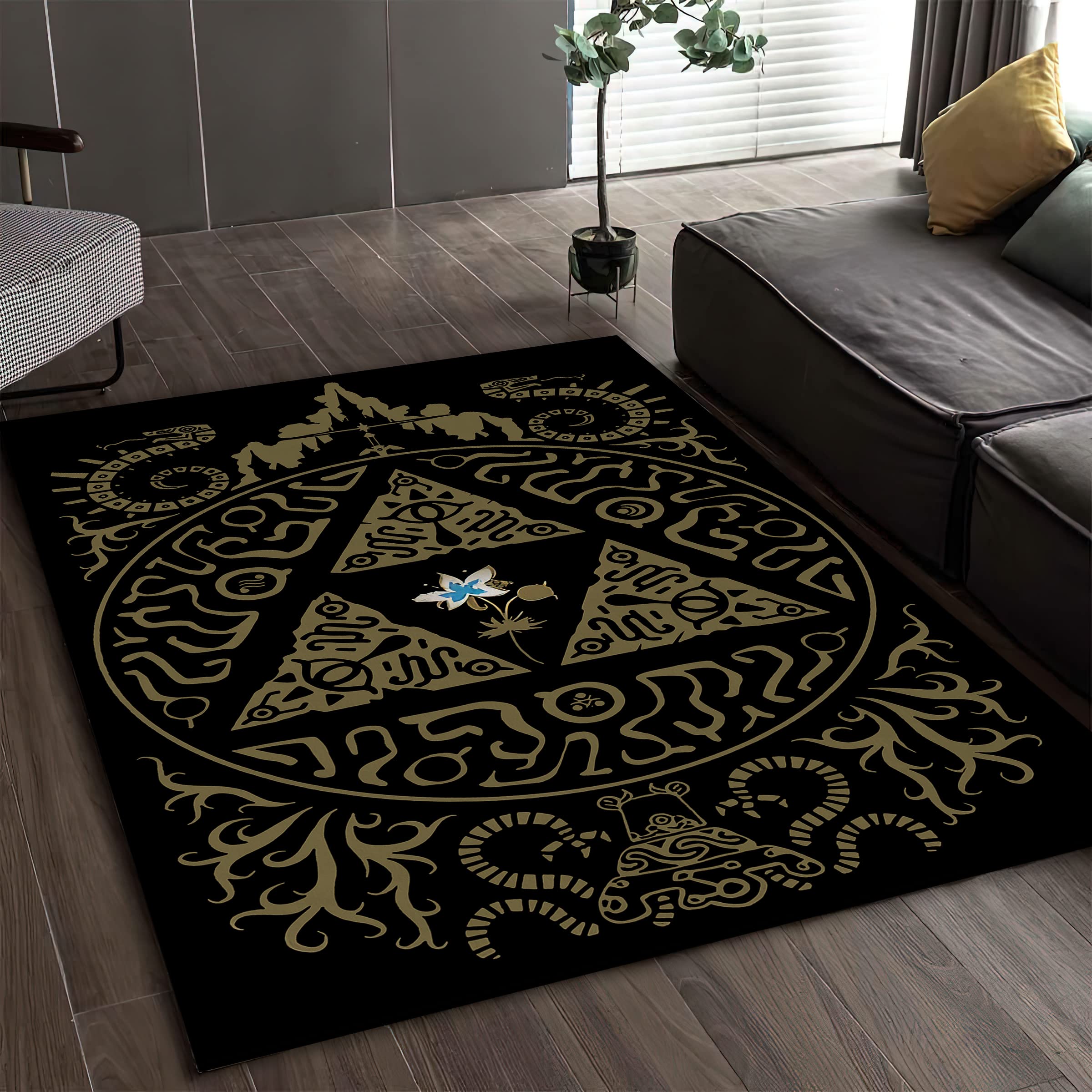 Best Video Game Rug for Gamer Room - 5x7.5ft Round Gaming Chair Mat & Playroom Carpet - Durable Floor Decor for Living Room, Bedroom - Perfect Gift for Gamers (Rectangular Design, High-Quality Material) - Ideal for Gaming Setups, Esports Rooms & Geek Home Decor