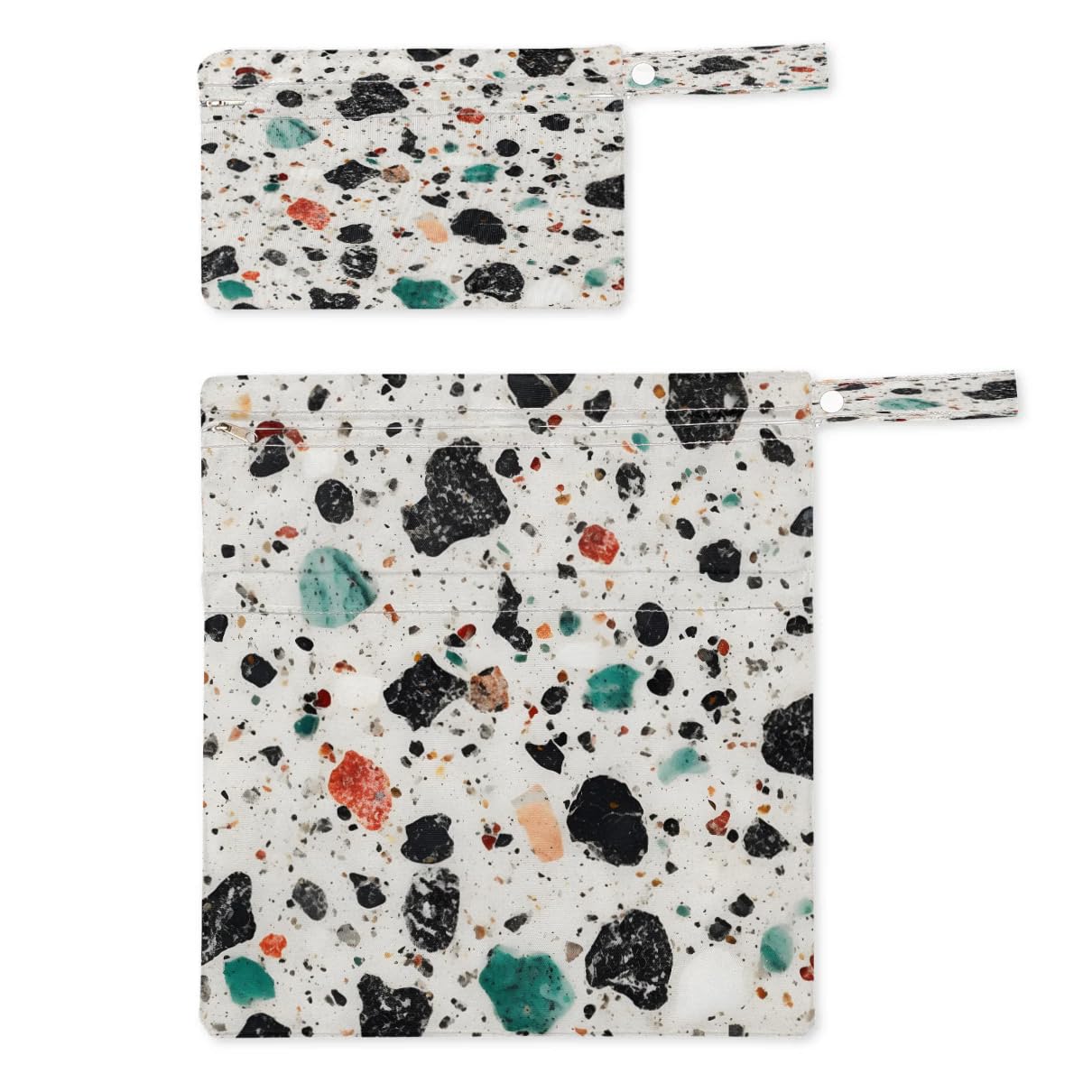 Waterproof Wet Dry Bag 2-Pack - Marble Stone Design Travel Laundry Bag & Swimsuit Organizer | Reusable Cloth Diaper Storage for Beach, Pool, Gym, Yoga | Perfect for Swimsuits, Wet Clothes & Baby Essentials