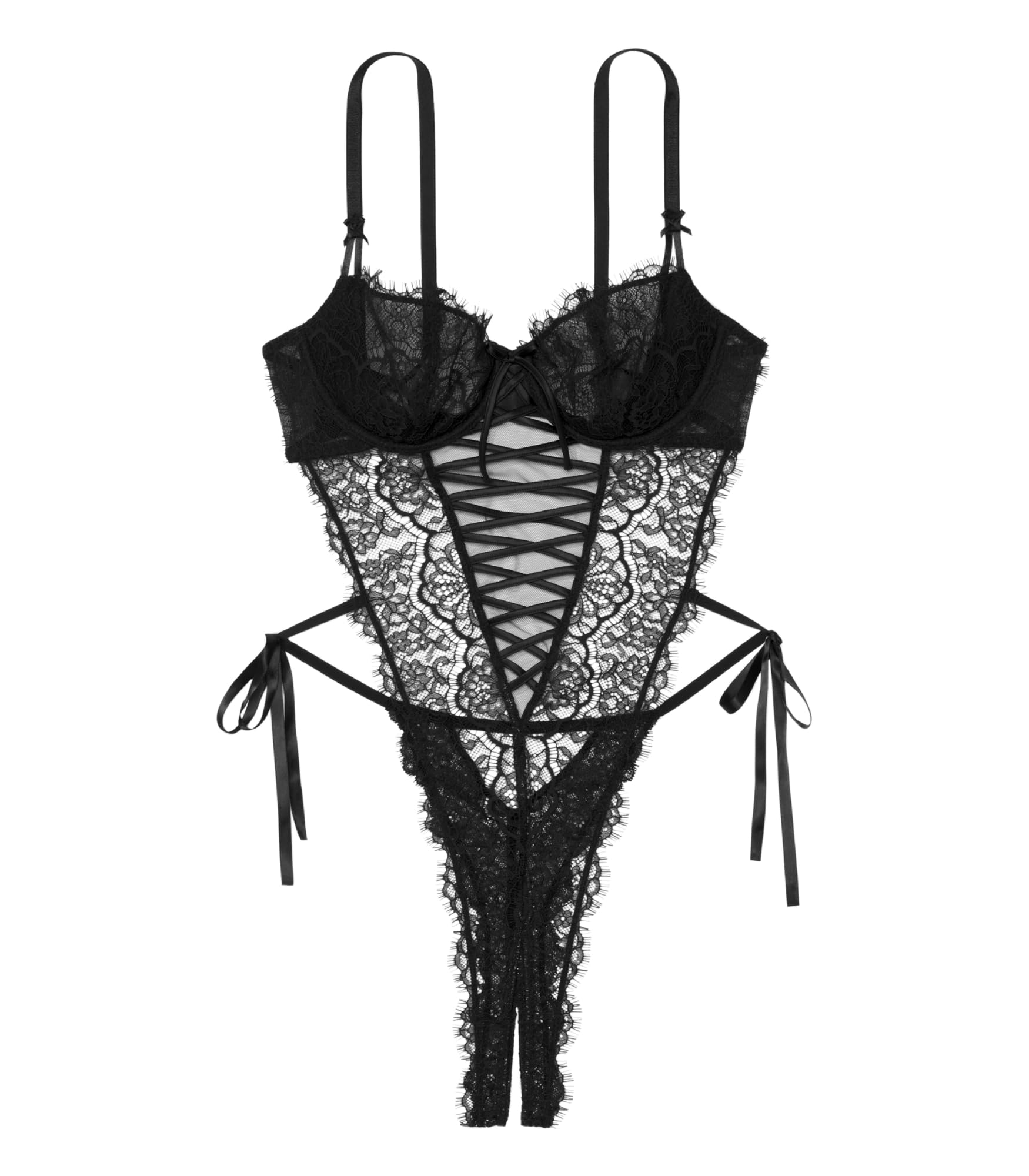 Victoria's Secret Unlined Wicked High Leg Lace Up Teddy - Sexy Women's Lingerie Set (XS-XXL) | Valentine's Day Gift, Bridal Shower, Romantic Nightwear