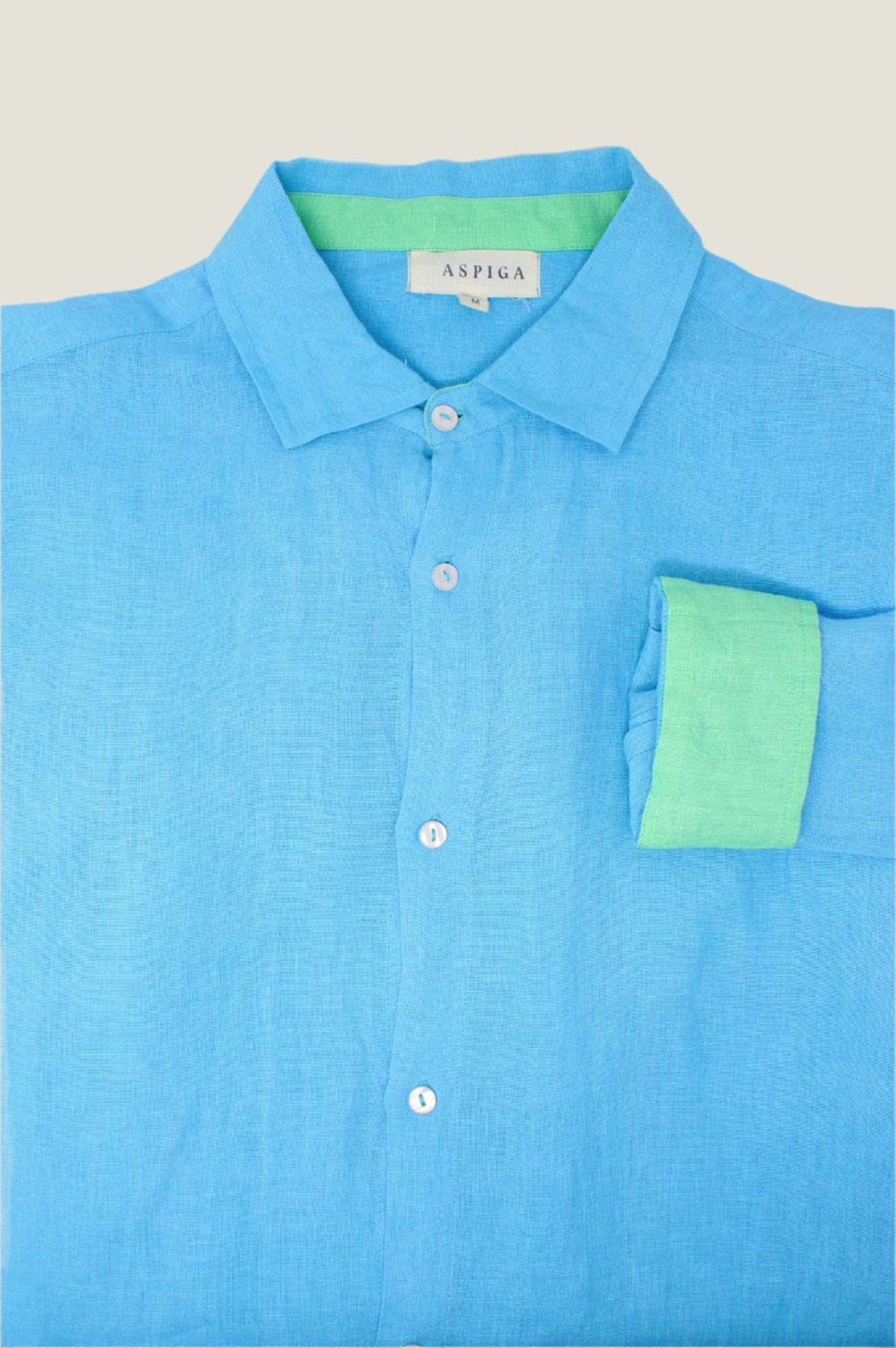 Premium Men's Linen Shirt - Breathable Summer Casual Button Down Shirt in Turquoise & Green | Perfect for Beach Vacations, Outdoor Adventures & Casual Office Wear