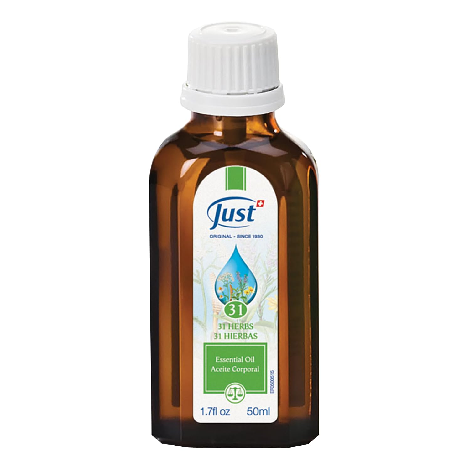 Swiss Just 31 Herbal Essential Oil - 50ml Natural Eucalyptus Massage Oil for Muscle Soreness & Joint Pain Relief | Family-Friendly Aromatherapy Solution for Relaxation, Stress Relief & Home Spa