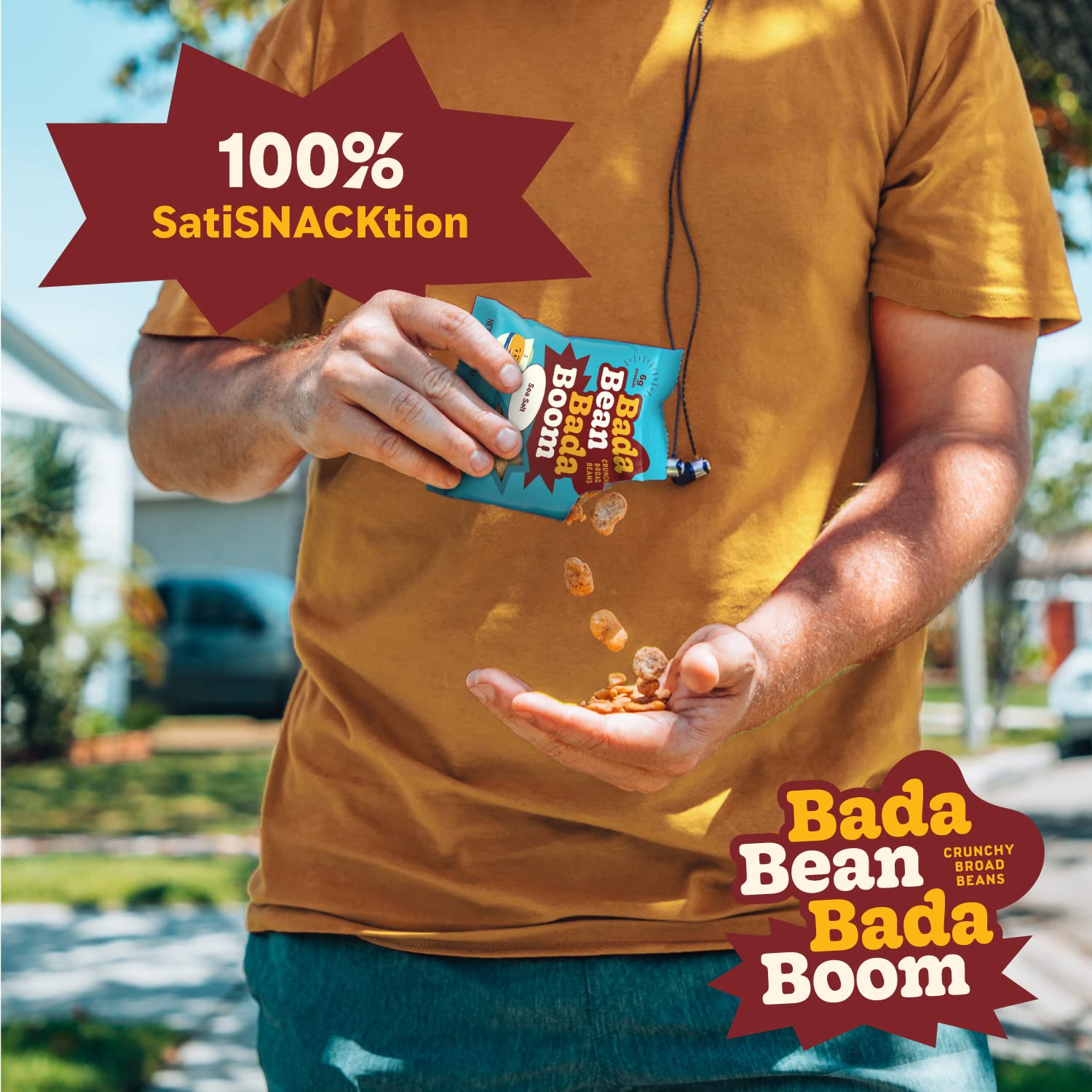 Bada Bean Bada Boom Crunchy Roasted Broad Bean Snacks - High Protein Vegan Gluten-Free Fava Beans, 110 Calorie Packs, Buffalo Wing Flavor, 4.5oz (Pack of 6) - Perfect Healthy Snack for Office, Travel & Keto Diet