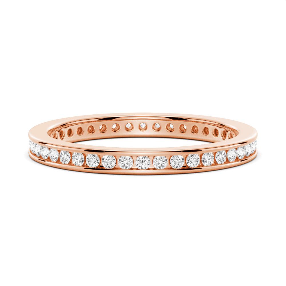 Round Moissanite Channel Set Eternity Band Wedding Ring - 14K White Gold Women's Stackable Bridal Ring for Anniversary, Engagement & Everyday Jewelry