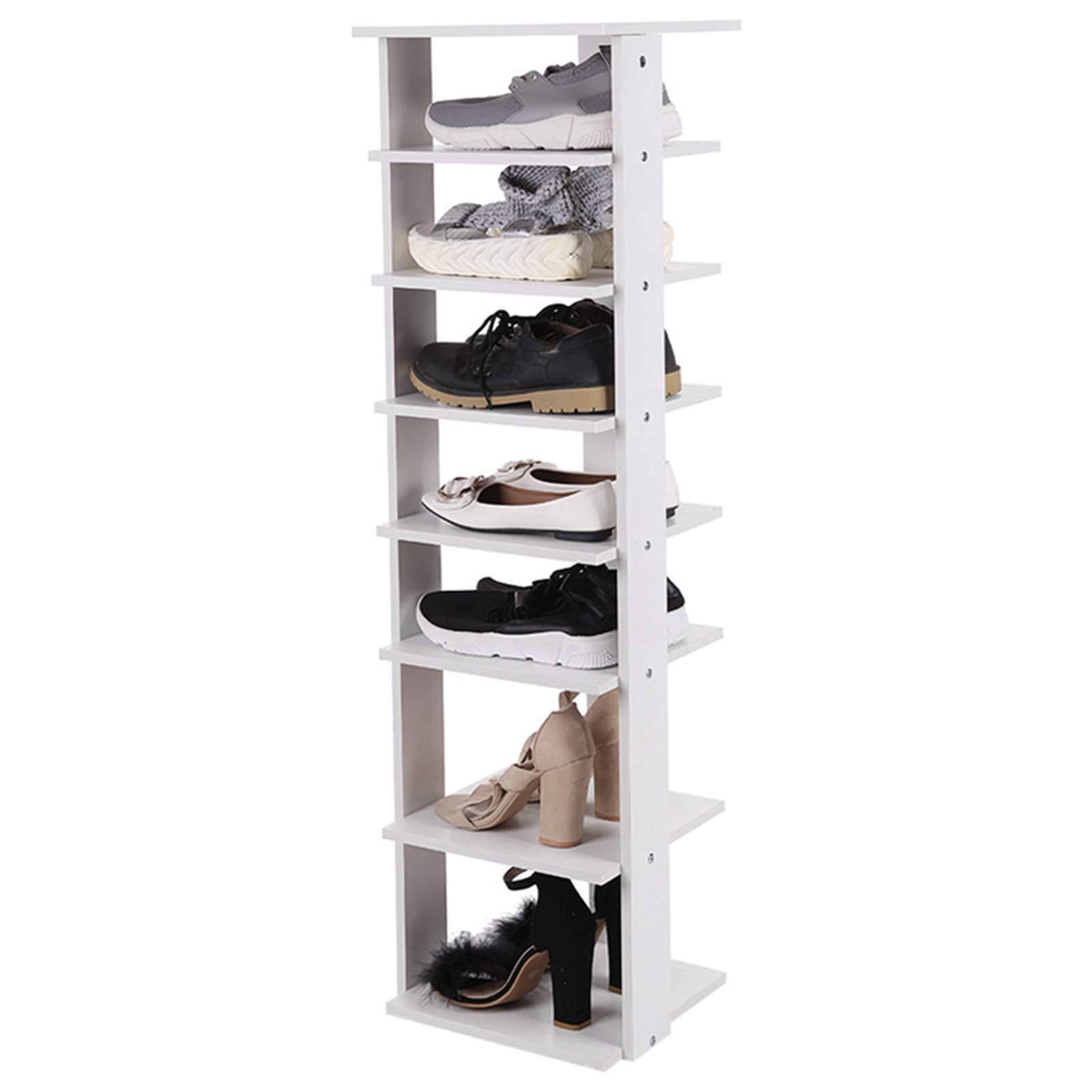 7-Tier Wooden Shoe Rack Organizer - Freestanding Vertical Shoe Storage Shelf for Entryway, Closet & Small Spaces | Space-Saving Narrow Design | US Shipping & Fast Delivery | Perfect for Apartments, Dorms & Mudrooms