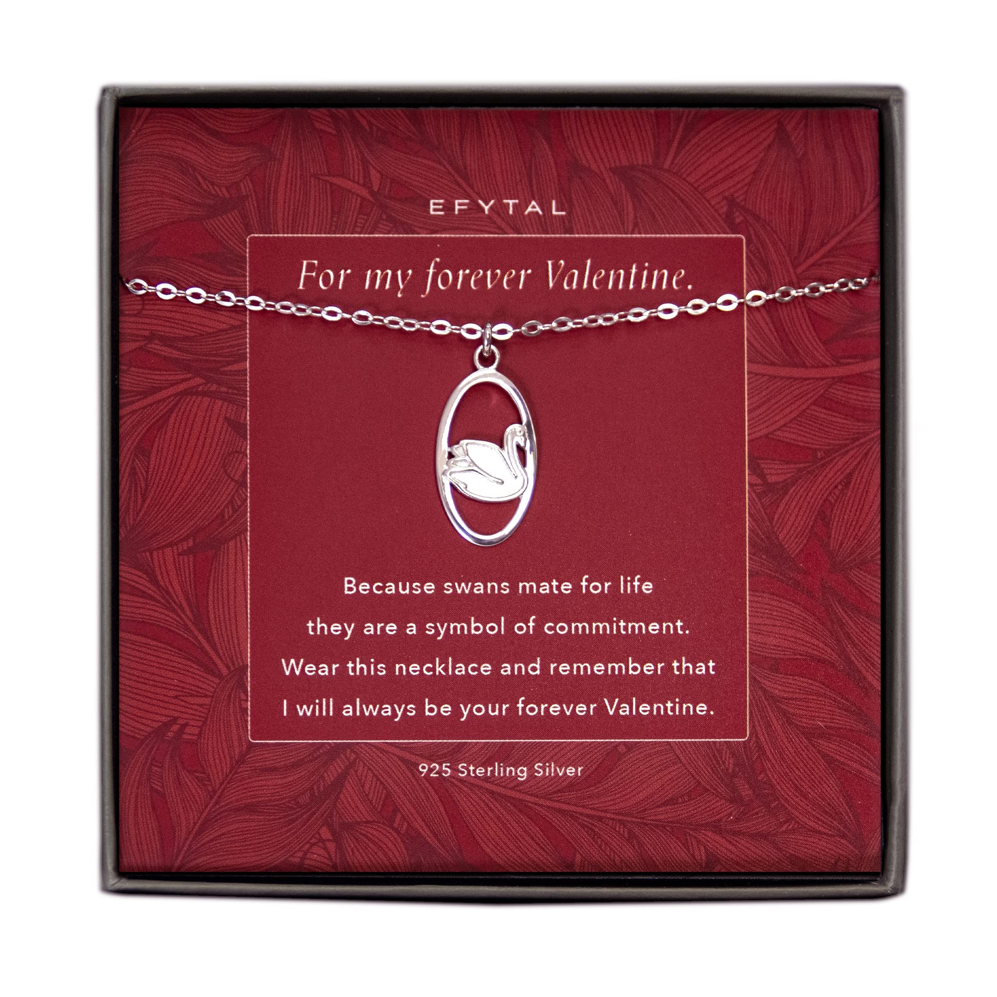 EFYTAL Sterling Silver Swan Necklace for Women - 925 Silver Romantic Valentine's Day Gift for Wife, Girlfriend, Anniversary - Elegant Jewelry for Date Night, Wedding, Special Occasions