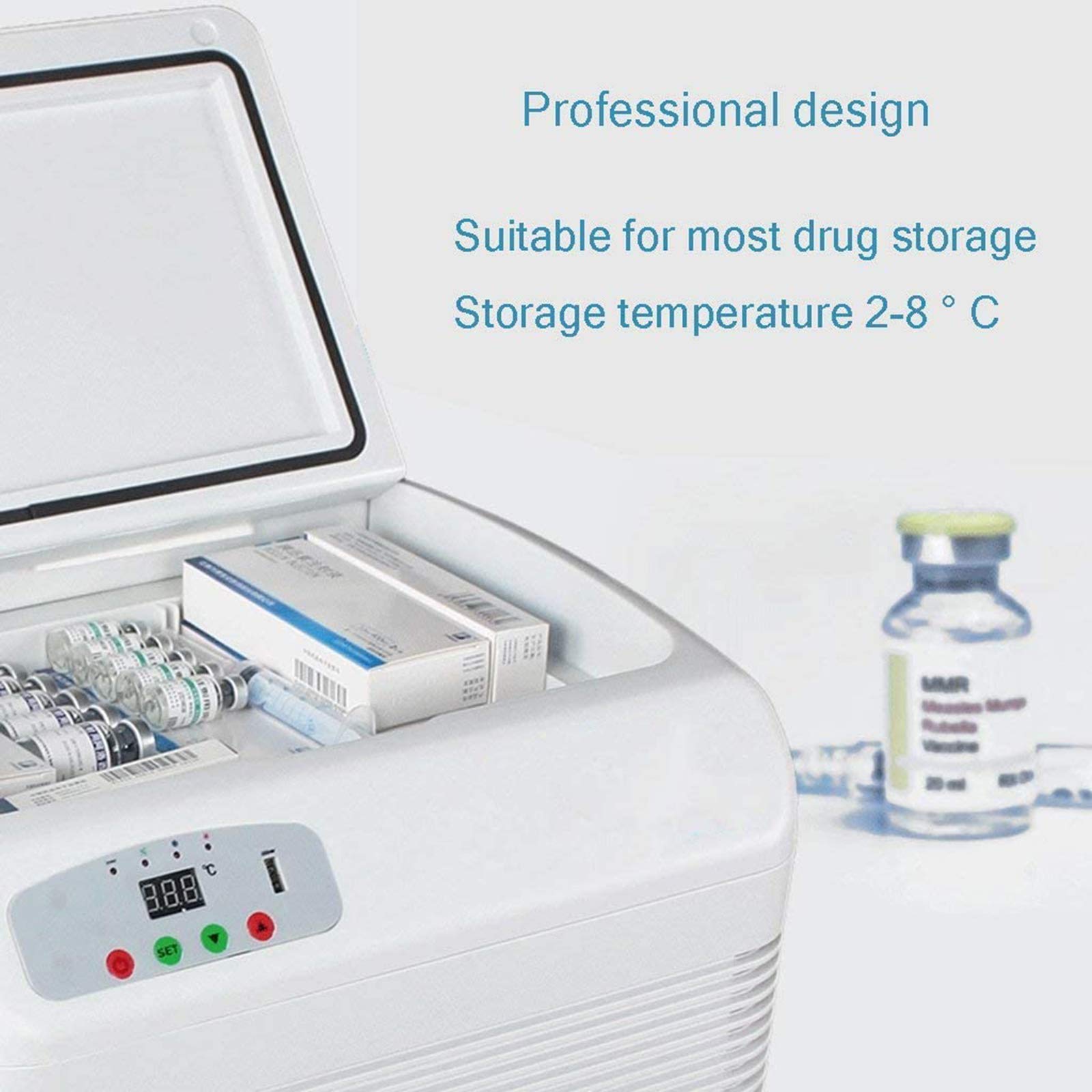 12L Portable Car Refrigerator - Mini Fridge Cooler & Freezer for Insulin, Vaccine & Drug Storage - Dual Mode Cooling/Warming - Ideal for Car, Home, Travel, Camping & Picnic (White)