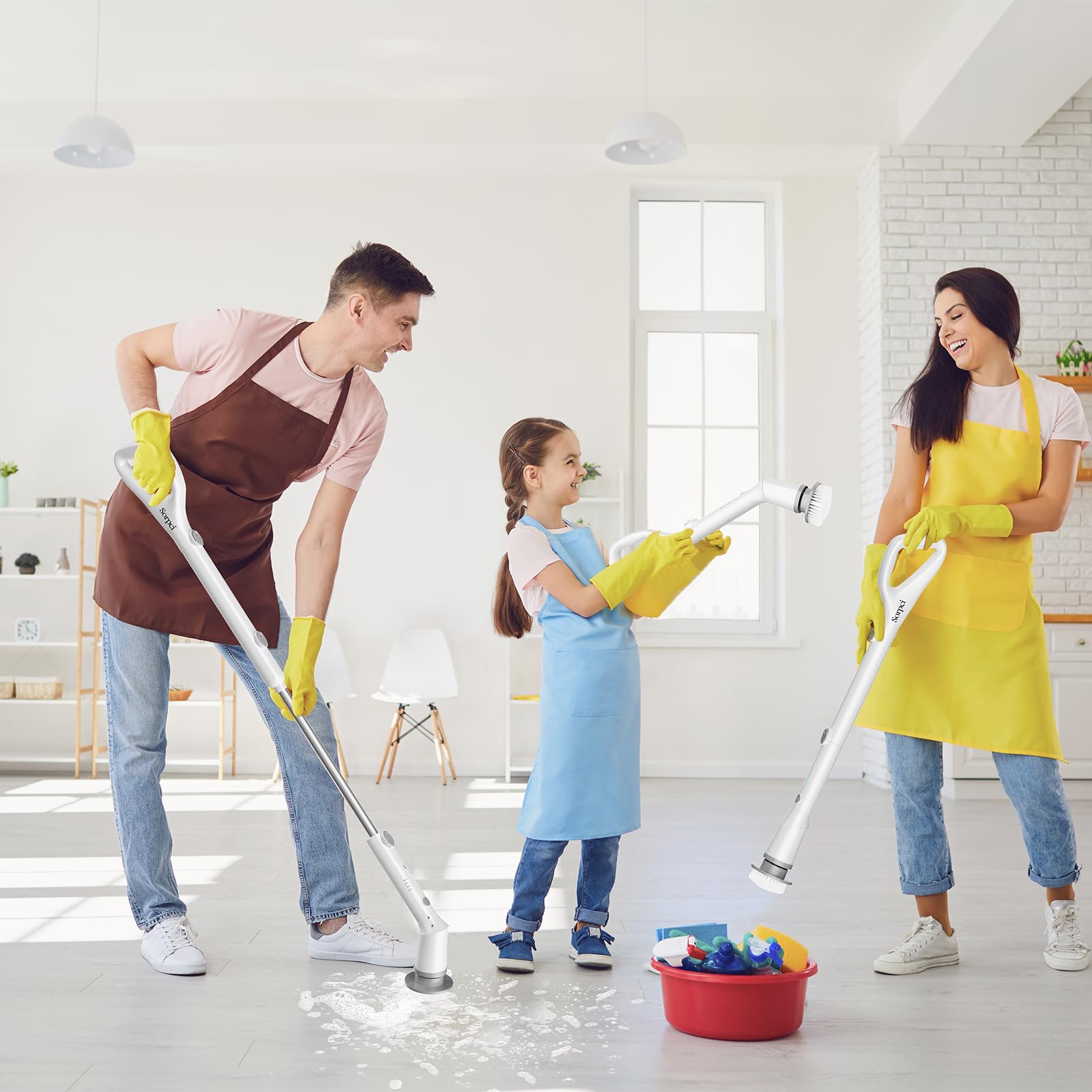 2024 Cordless Electric Spin Scrubber - 7 Replaceable Brush Heads, 3-Speed Adjustable, Detachable Long Handle & IPX7 Waterproof - Perfect for Bathroom, Tub, Tile, Floor, Window Cleaning