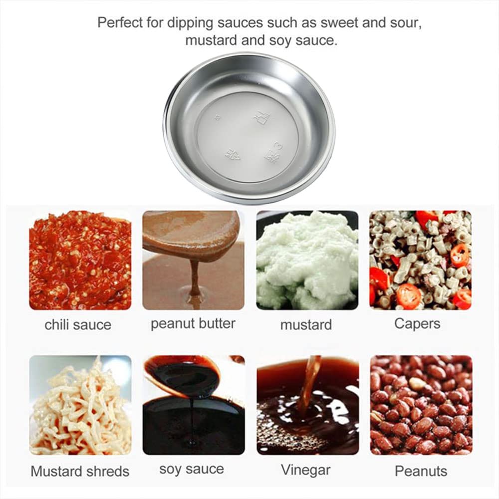 30-Pack Plastic Disposable Sauce Bowls - 2oz Round Dipping Dishes for Soy Sauce, Condiments, Soup & Seasoning - Perfect for Home, Restaurants & Party Catering (Silver)