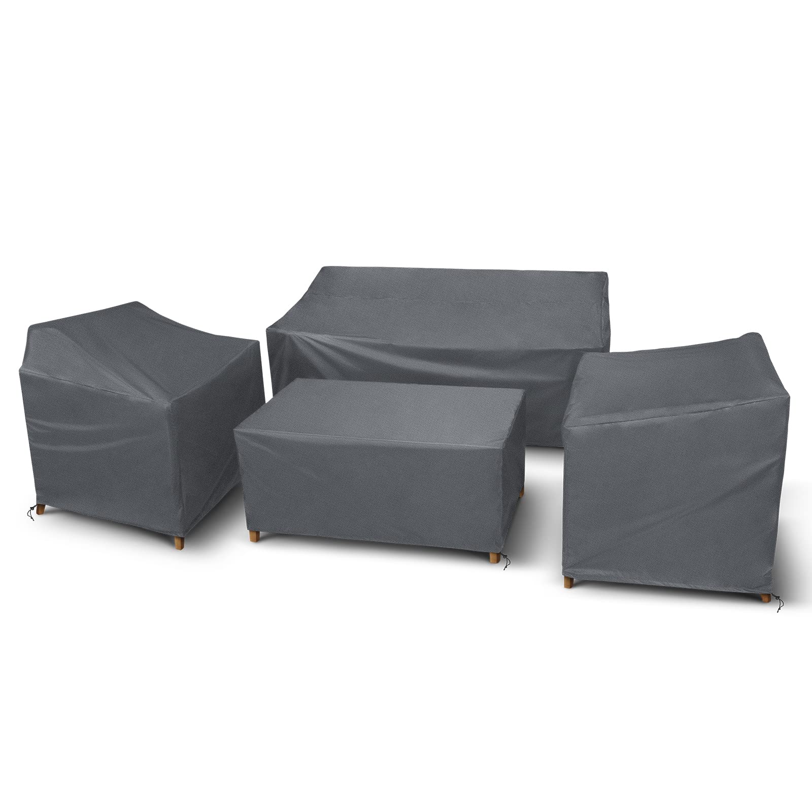 Waterproof Outdoor Furniture Cover Set of 4 - Windproof Patio Couch, Lawn Chair & Coffee Table Protector with Buckle Straps (Grey) - Perfect for Backyard, Garden & Poolside Furniture Protection