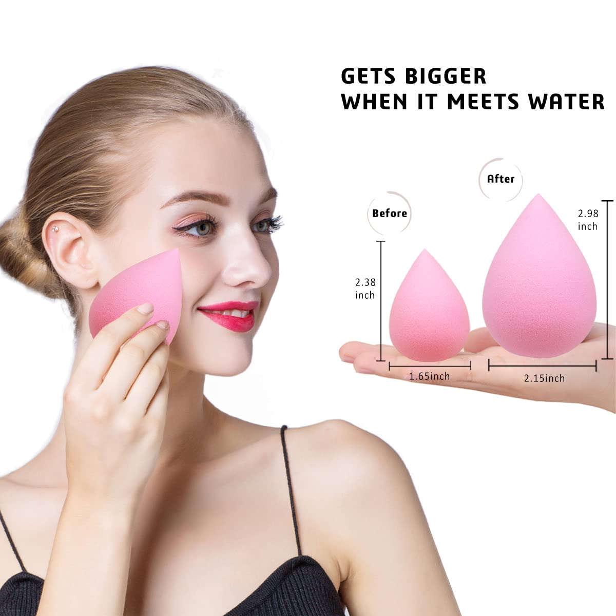 6 Pcs Soft Makeup Blender Sponges Set - Premium Beauty Blending Sponge for Foundation, Concealer, Cream & Powder - Light Pink - Perfect for Flawless Makeup Application & On-The-Go Touch Ups