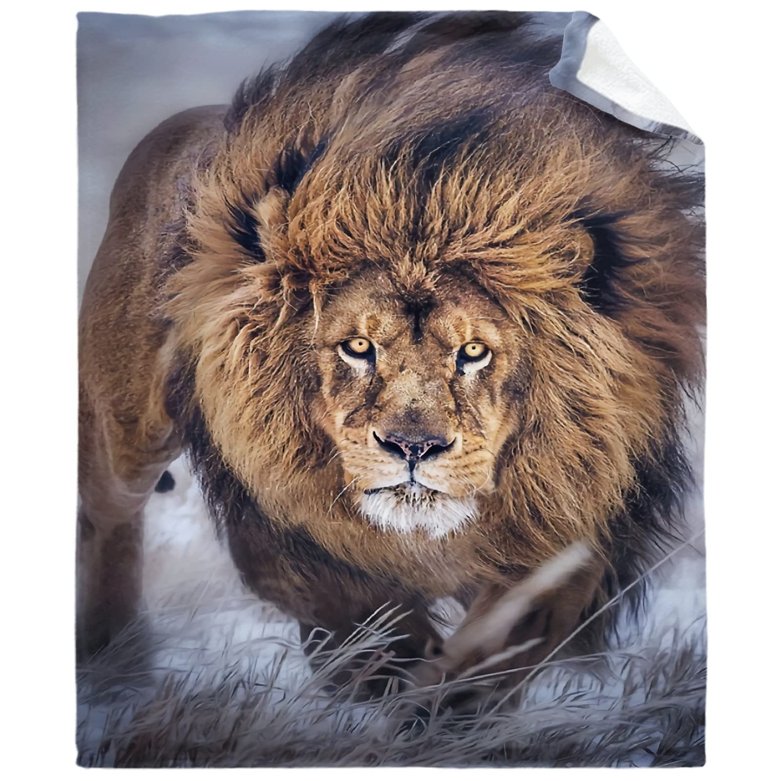 Ultra Soft Flannel Fleece Throw Blanket - Fierce Lion Design All Season Warm & Cozy Quilt - 50x40 Inches for Bed, Sofa, Couch - Perfect for Kids' Rooms, Movie Nights & Winter Snuggles