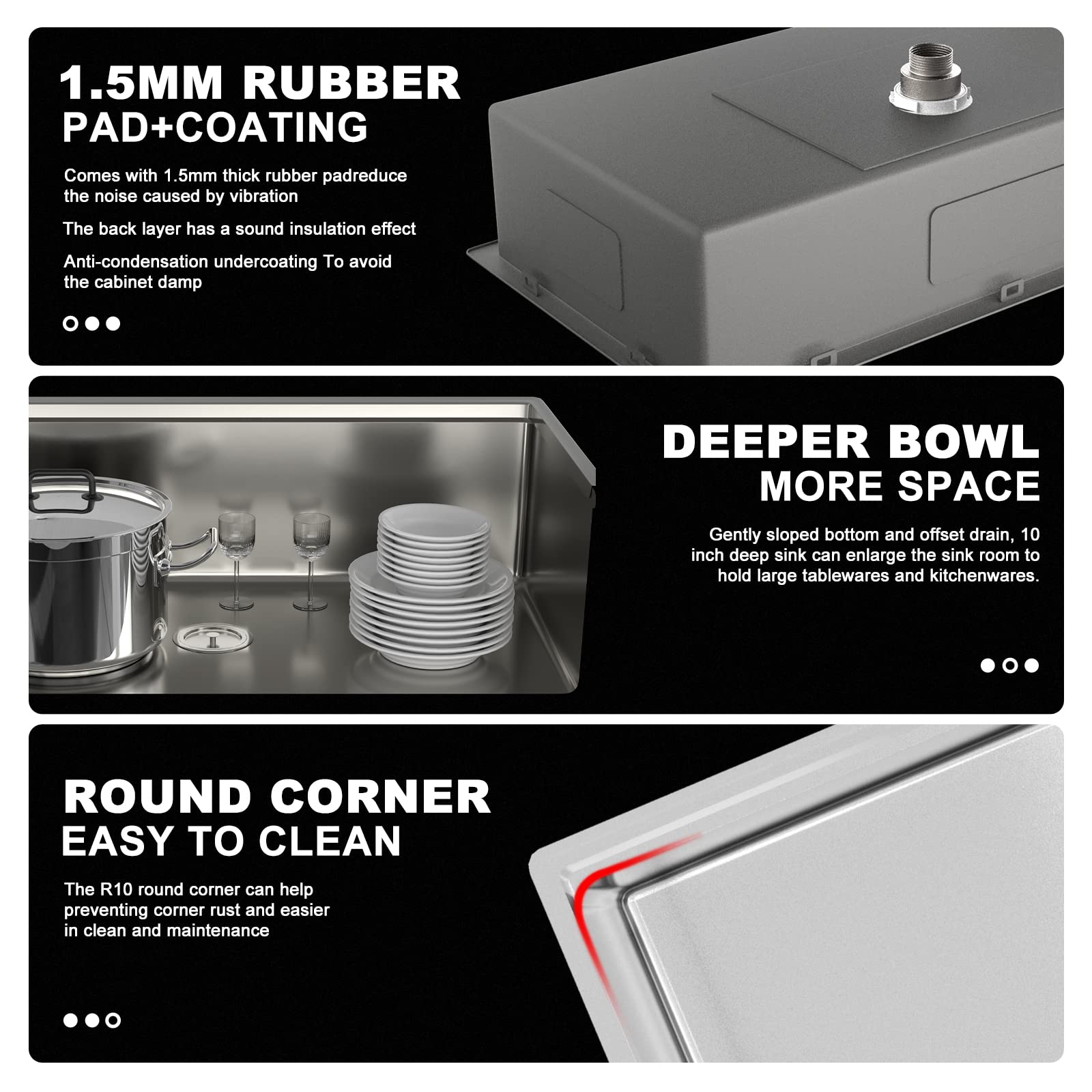 Tysun 32 Inch Undermount Stainless Steel Kitchen Sink - 16 Gauge Single Bowl Workstation Sink with Accessories - Perfect for Modern Kitchens, Food Prep & Dishwashing