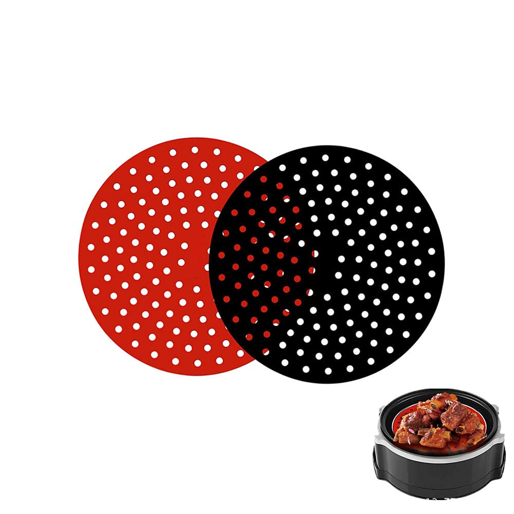**MUEINTR 8-Inch Reusable Non-Stick Silicone Air Fryer Liners (2-Pack) – BPA-Free, Fits Ninja, GoWise, InstaPot, Gourmia, Dash & More – Perfect for Crispy Fries, Chicken Wings & Healthy Cooking**