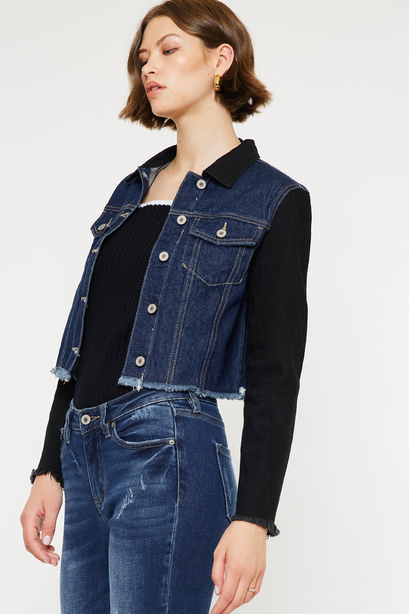 Asteria Cropped Two-Tone Jacket for Women | Stylish Casual & Streetwear Outfit | Perfect for Spring, Fall & Layering