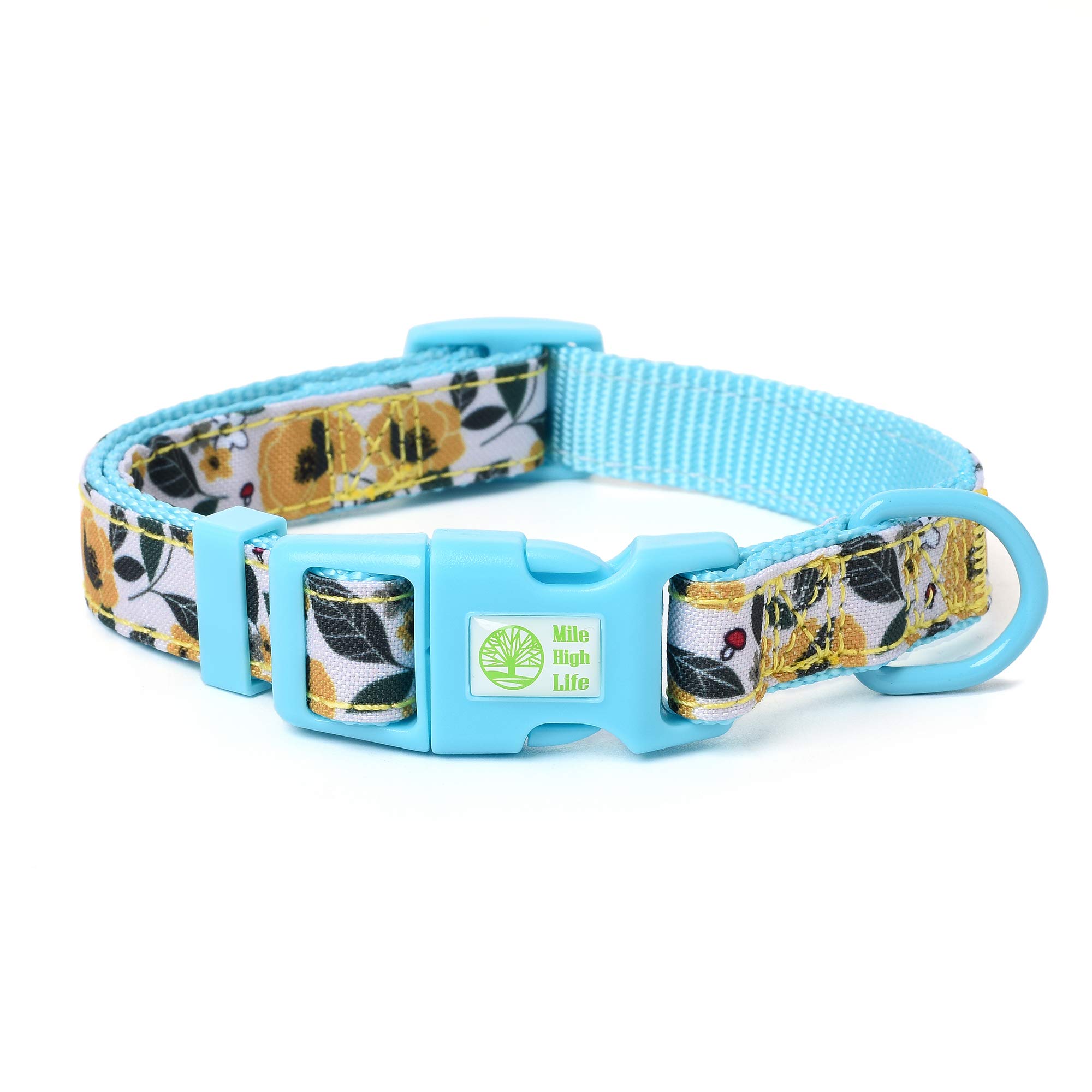 Mile High Life Cute Lightweight Soft Poly Cotton Dog Collar for Small Dogs - Flower & Fruit Pattern (Bindweed, Size S) | Perfect for Daily Walks, Outdoor Adventures & Stylish Pet Fashion