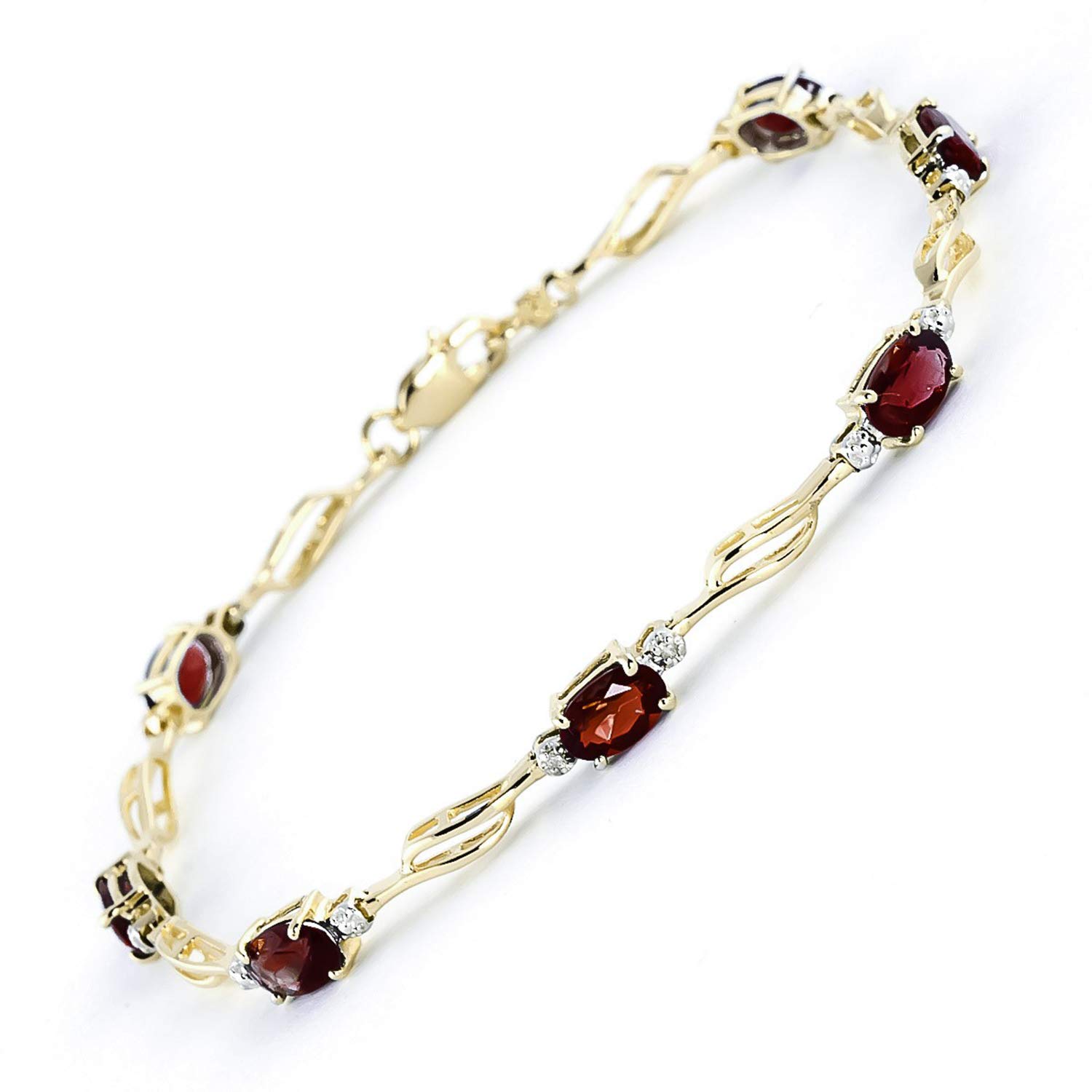 14K Solid Gold Tennis Bracelet with 3.39 CTW Garnet and Diamonds | Galaxy Gold GG | Elegant Jewelry for Women | Perfect for Weddings, Parties & Special Occasions