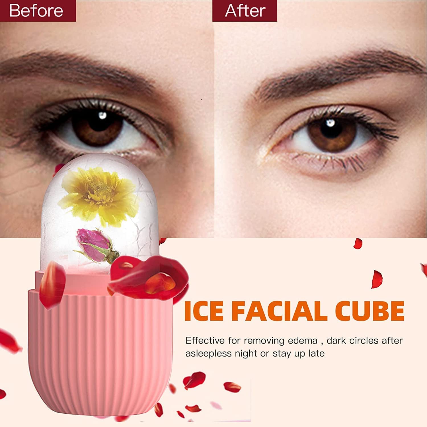 INDICUL Ice Roller for Face - Cooling Facial Massage Tool for Women, Leakproof Design, Skin Glowing & Puffiness Relief (Pink) - Perfect for Morning Routine & Post-Workout Skin Care