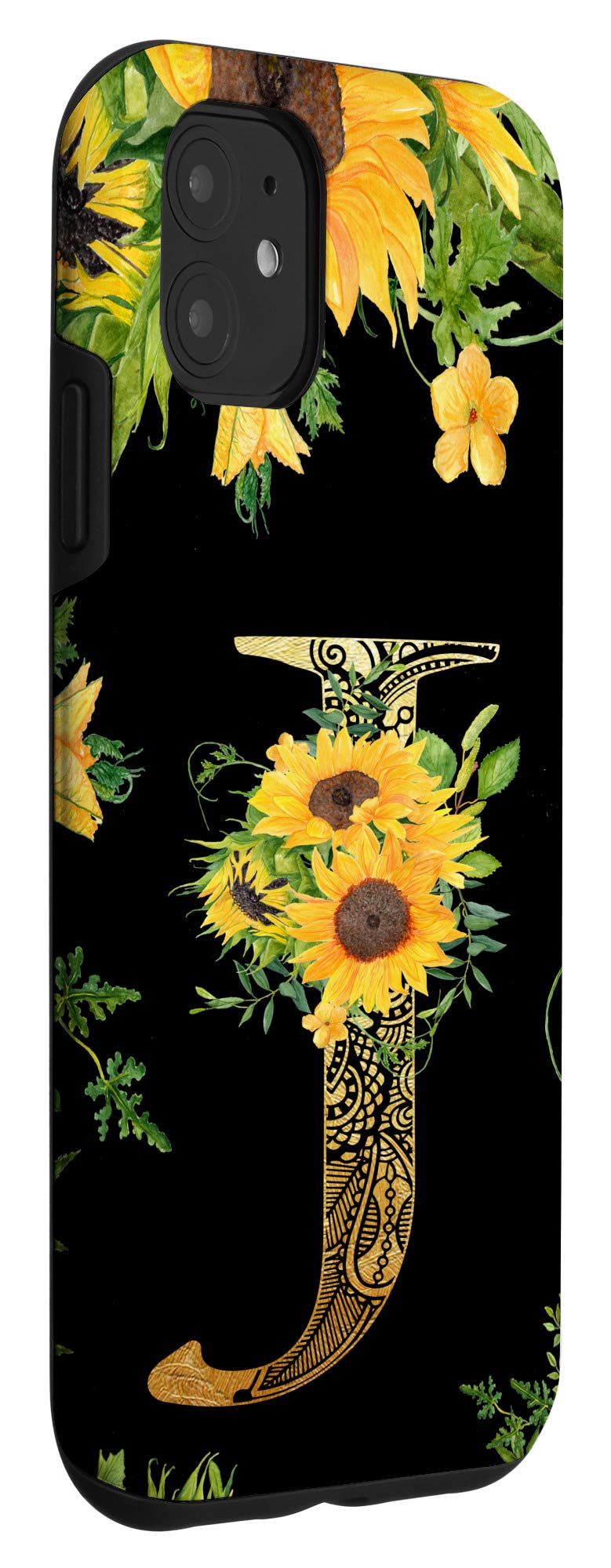 Personalized iPhone 11 Case with Sunflower Design & Monogram Letter J - Perfect Gift for Women, Girls, Teens | Cute Protective Phone Cover for Everyday Use, School, Work & Travel