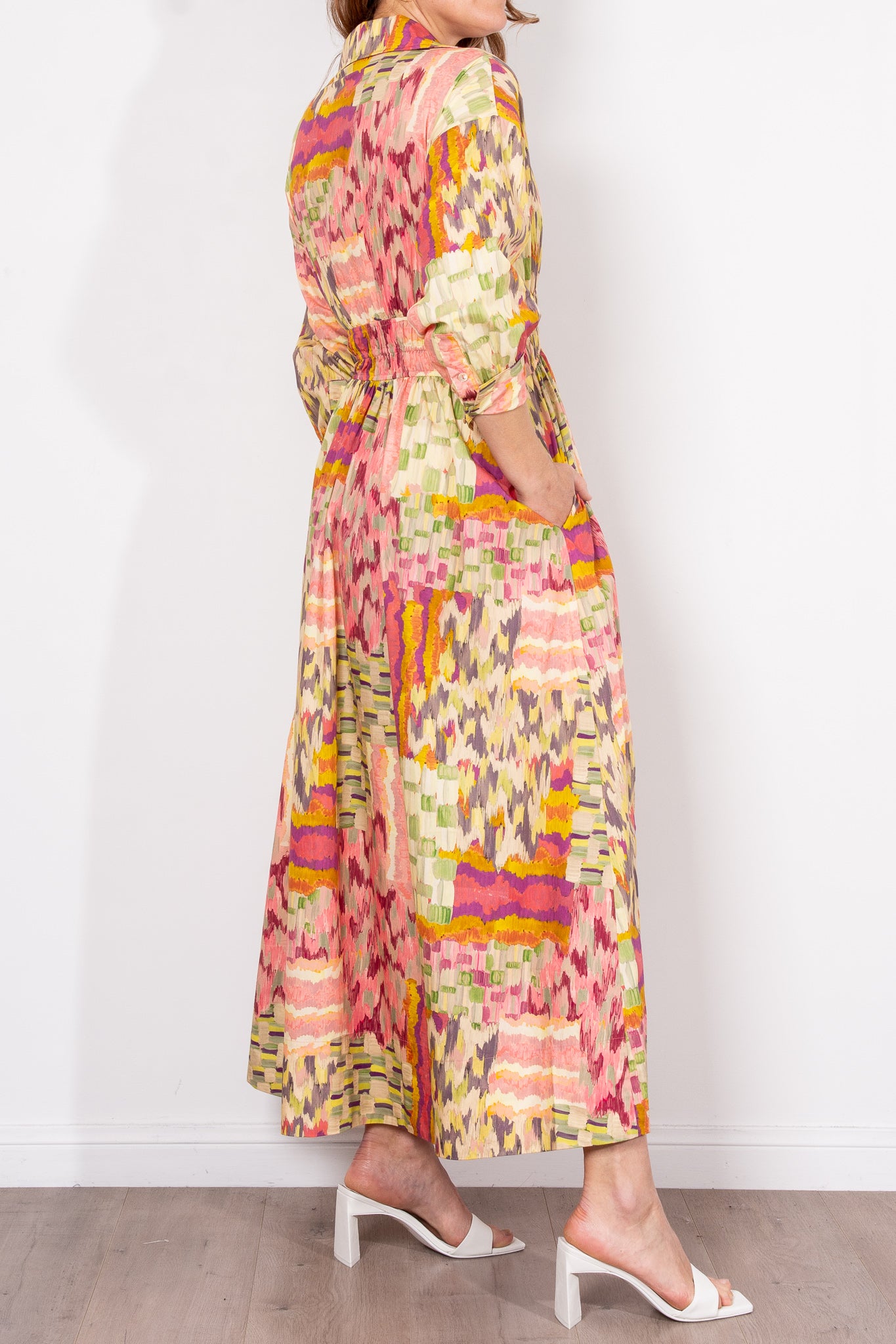 Kinney Emma Shirt Dress - Painterly Patchwork Floral Print Women's Casual Dress | Perfect for Spring Outfits, Brunch Dates & Summer Vacations
