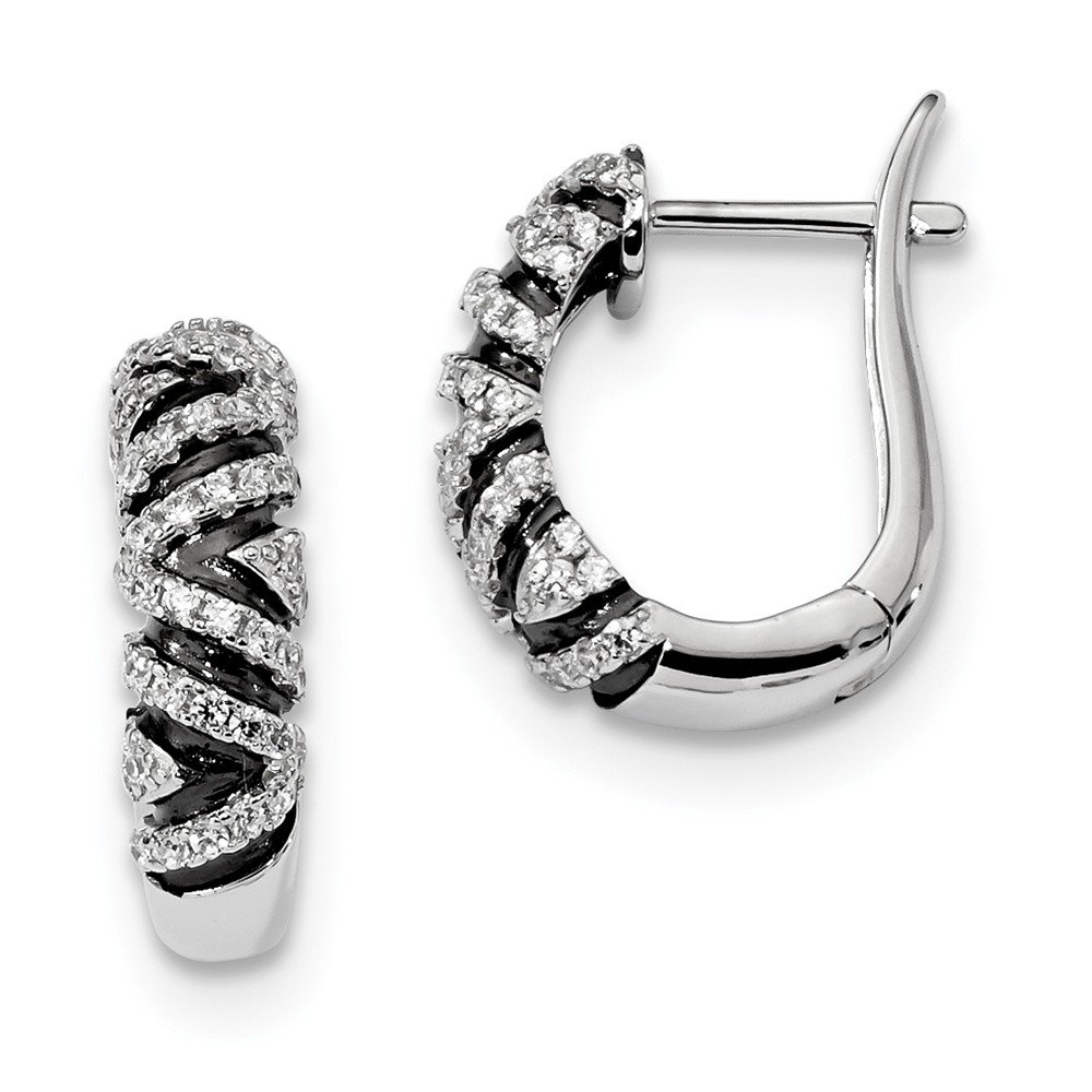 925 Sterling Silver & Cubic Zirconia Hinged Hoop Earrings for Women - Elegant CZ Stud Earrings for Party, Wedding & Everyday Wear
