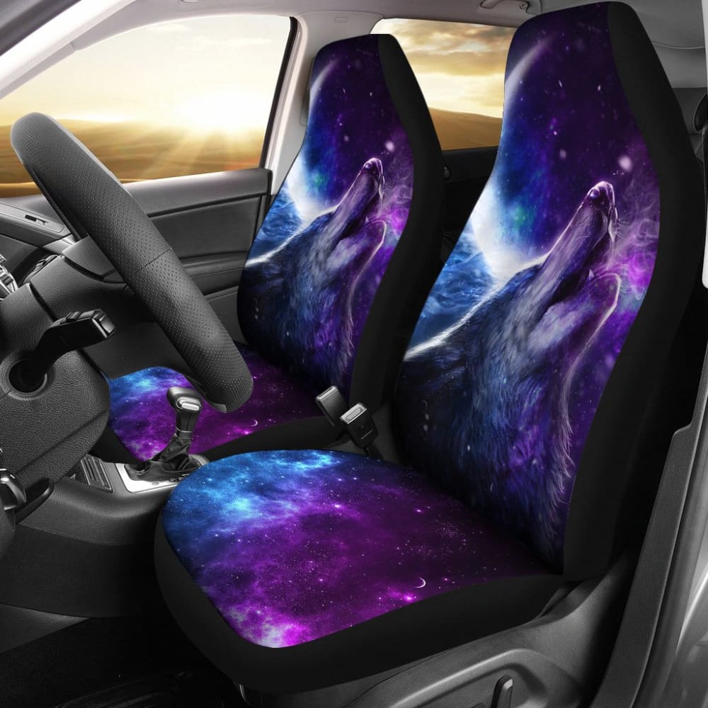 Premium Galaxy Wolf & Moon Car Seat Covers - Universal Fit for Cars, Trucks & SUVs - Stylish & Protective Auto Accessories for Night Riders & Outdoor Enthusiasts