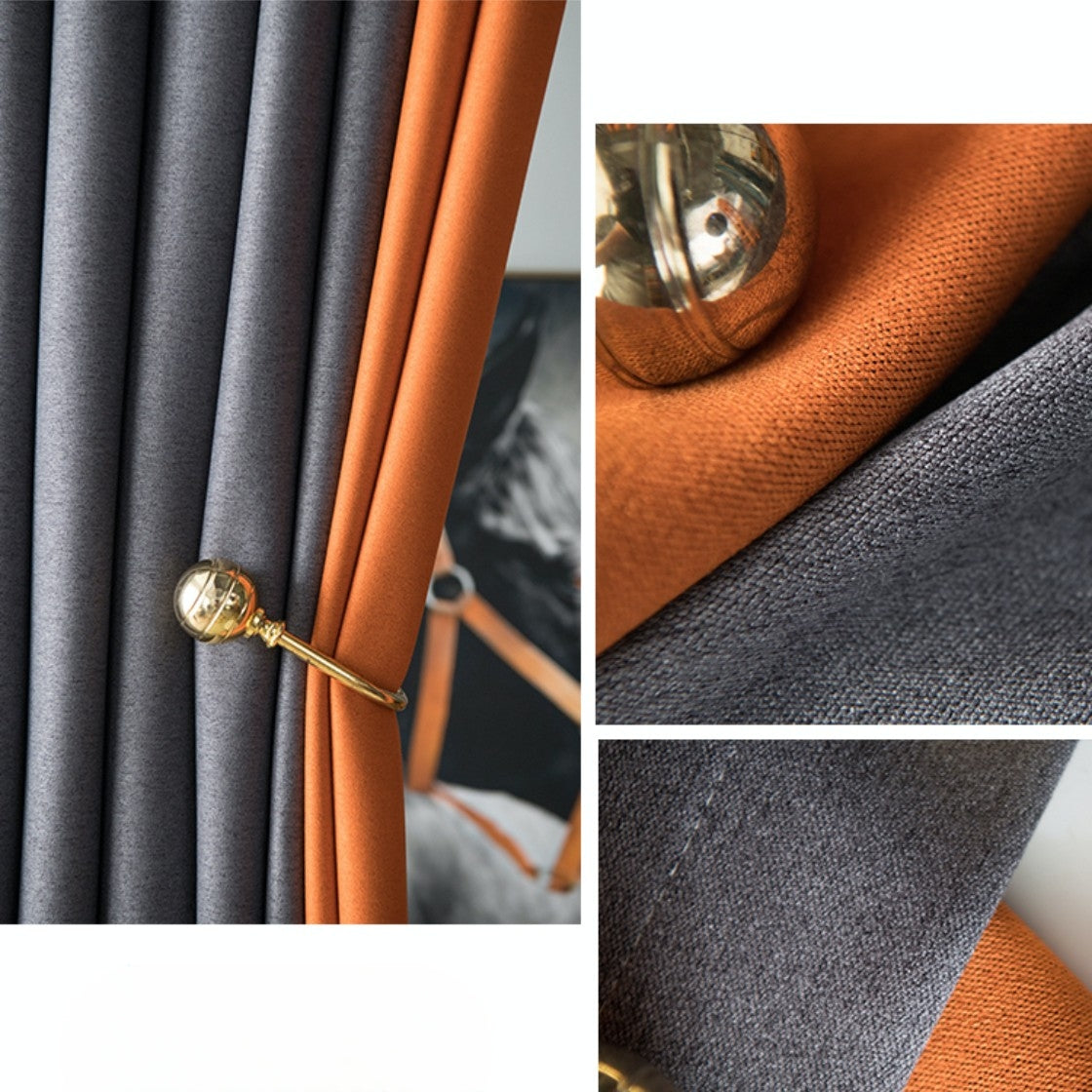 Elisa Color Block Thermal Blackout Custom Curtains for Bedroom & Living Room - Noise Reducing & Energy Efficient Window Treatments
