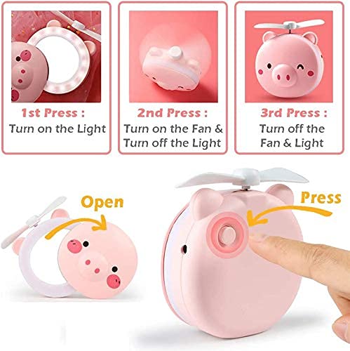 Portable LED Makeup Mirror with USB Fan - Compact Travel Cosmetic Mirror for Vanity, Dressing Table & On-the-Go Touch Ups