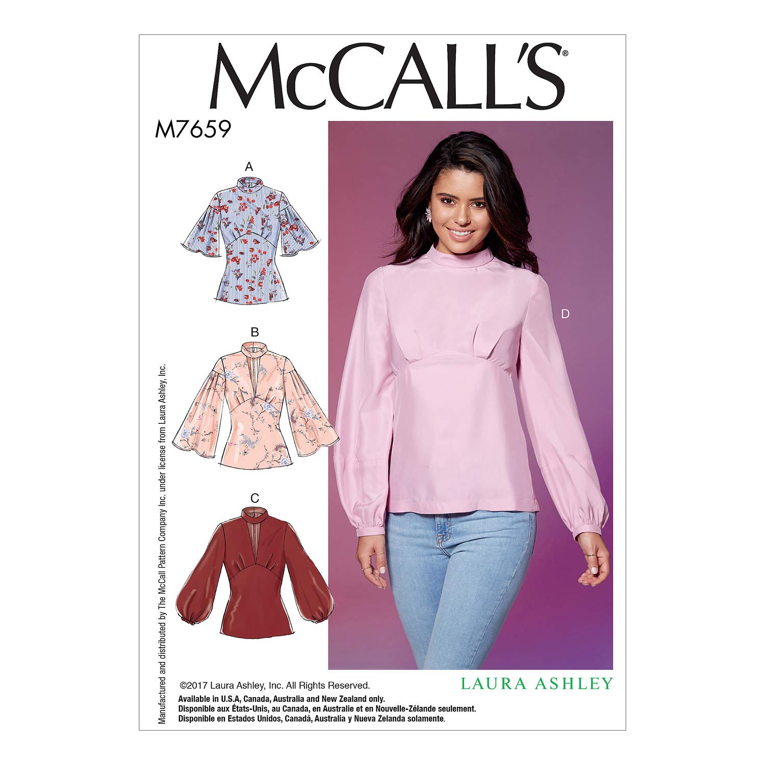 McCall Patterns Women's Full Sleeve Back Zipper Tops - Fashionable Blouses for Work, Date Night & Casual Outfits