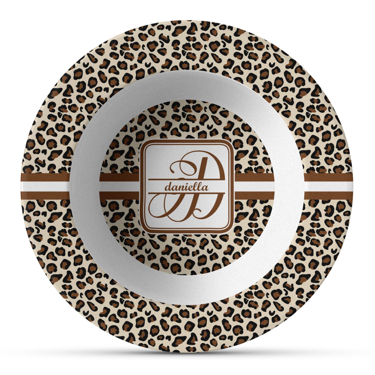 Personalized Leopard Print Plastic Bowl - BPA-Free Microwave Safe Dishware - Durable Composite Polymer Bowl for Home, Office & Outdoor Use