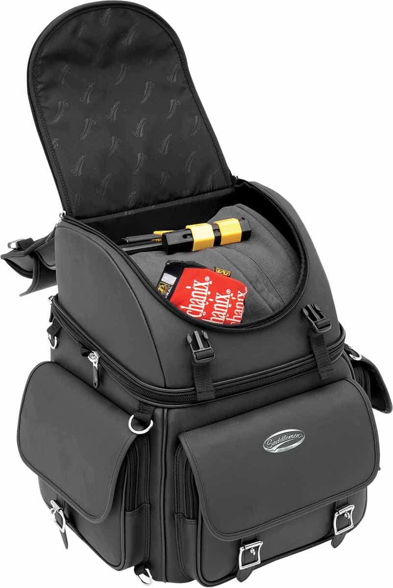 Saddlemen SaddleStow BR3400EX Motorcycle Saddle Bag - Waterproof Dresser Back Seat or Sissy Bar Storage for Harley Davidson - Perfect for Road Trips & Daily Commutes