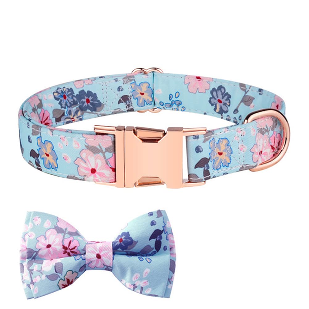 EastVita Colorful Printed Pet Collar with Thick D-Ring Buckle - Adjustable Size, 3D Bow Tie - Valentine's Day Dog & Cat Collar - Blue, Small (0.6x11-15.7inch) - Perfect for Holidays, Parties & Daily Walks