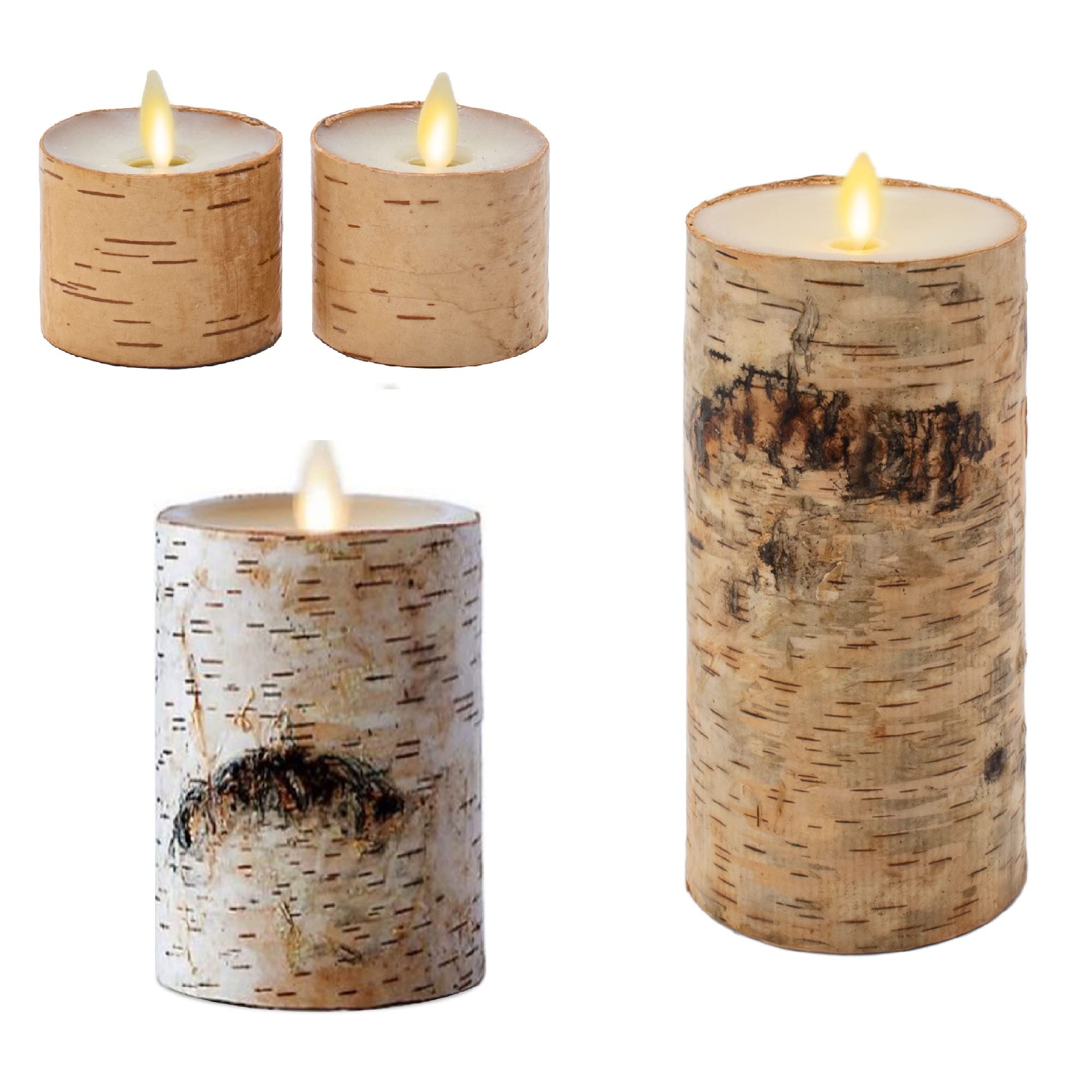 Flameless LED Birch-Wrapped Tealight & 5