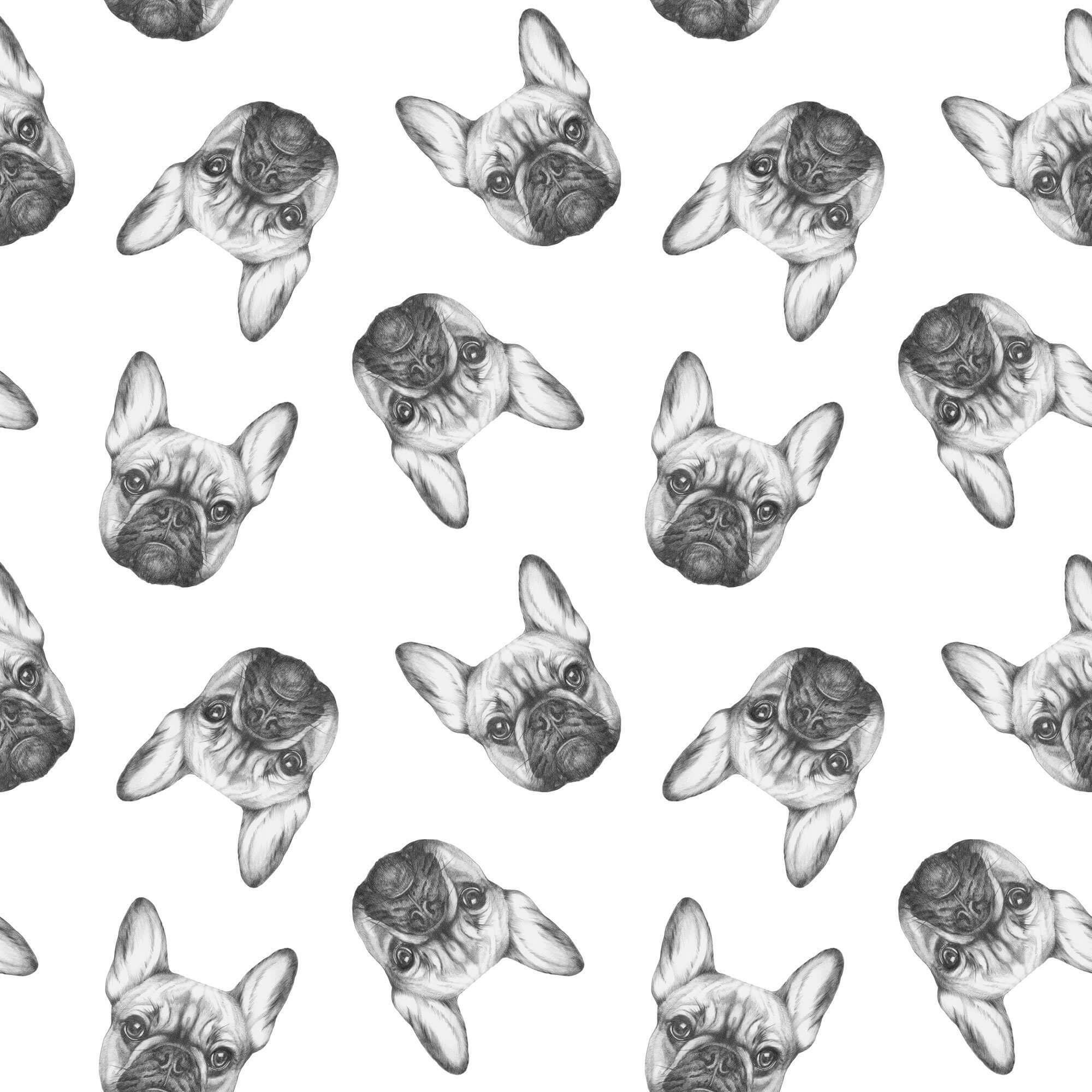 Black and White Dog Pattern Peel and Stick Removable Wallpaper - Self-Adhesive Pet Theme Decal for Nursery, Bedroom, or Office Decor