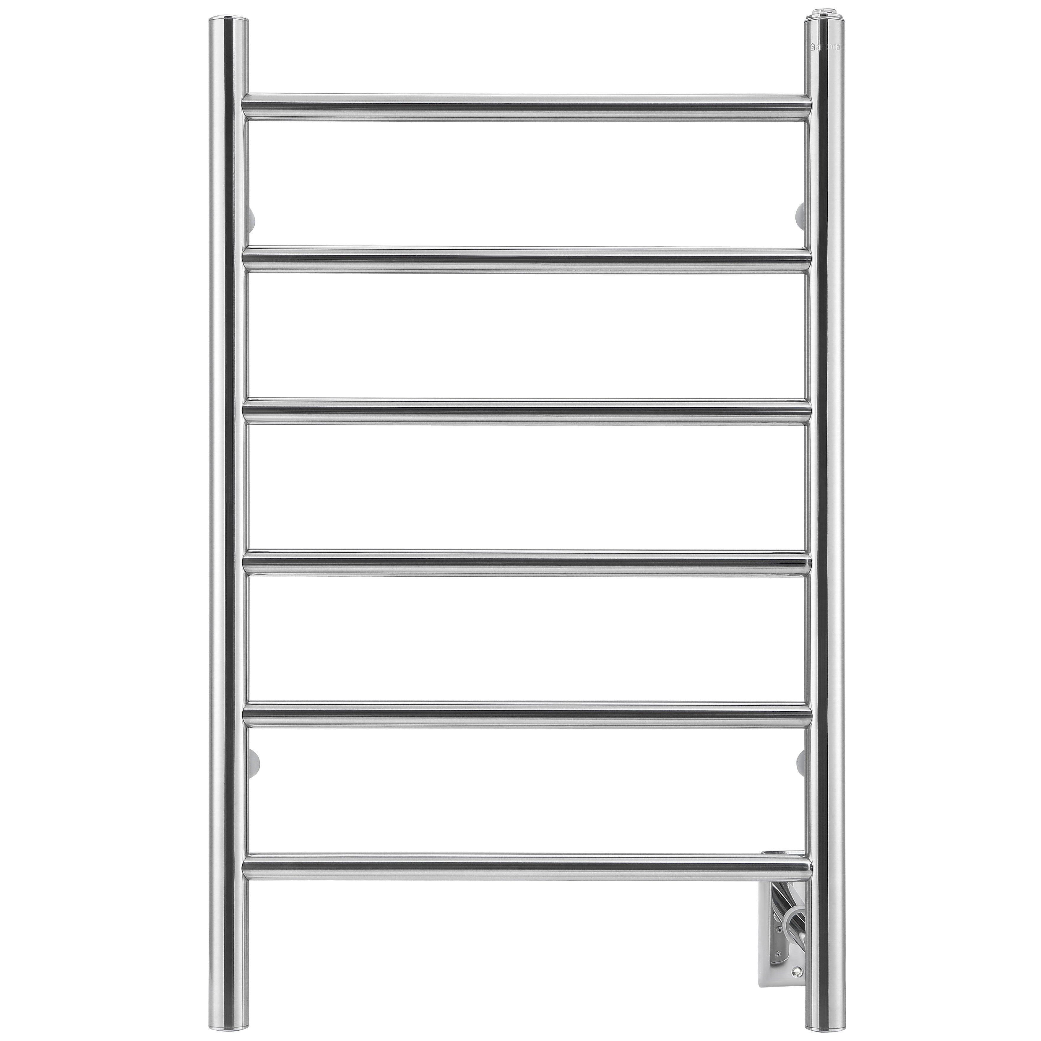 Premium 6-Bar Hardwired & Plug-in Towel Warmer - Polished Stainless Steel - Fast Heating Bathroom Luxury for Spa, Hotel & Home Use