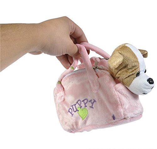 9 Inch Plush Puppy in Purse - Bulk Pack of 60 Adorable Stuffed Animal Toys for Kids, Party Favors, Gift Bags & Classroom Rewards