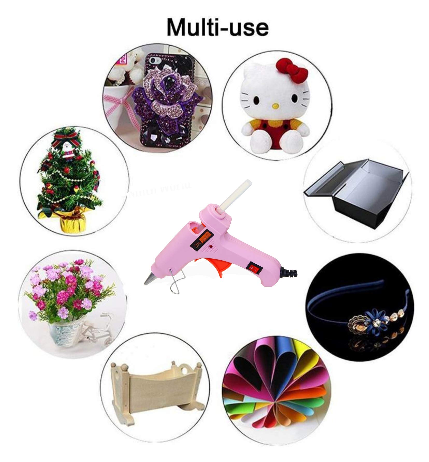 FADMAN 7mm Hot Glue Gun Kit with 28 Glue Sticks - 20W Mini Pink Glue Gun for DIY Crafts, Home Repairs & School Projects (On/Off Switch & Indicator Light) - Perfect for Scrapbooking, Jewelry Making & Woodworking