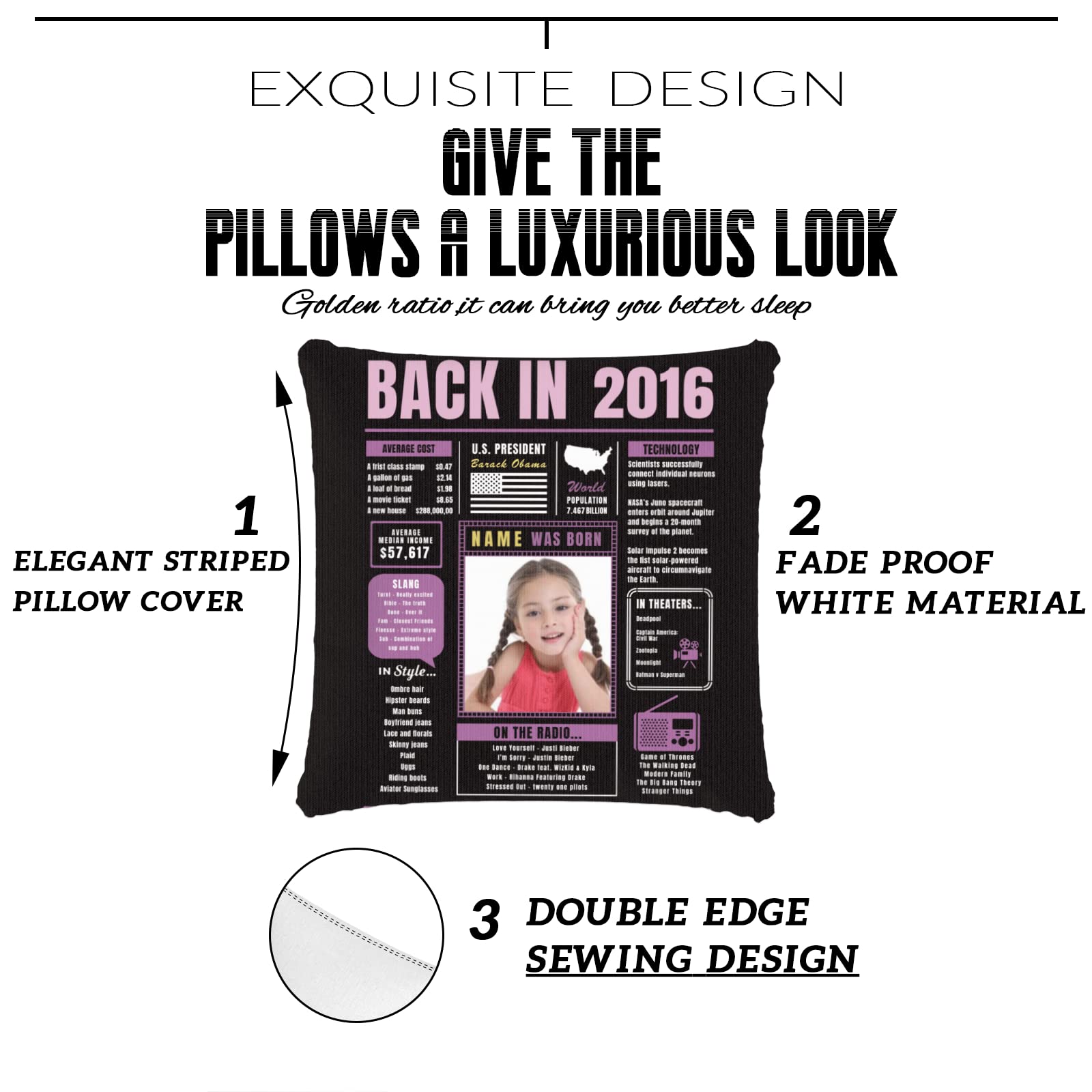 Custom Purple 8th Birthday Throw Pillow - Super Soft Personalized Sofa Cushion for 8 Year Old Birthday Party Favors | Perfect Decorations & Gifts for Boys, Girls, Men & Women | Great for Birthday Celebrations, Home Decor & Special Occasions