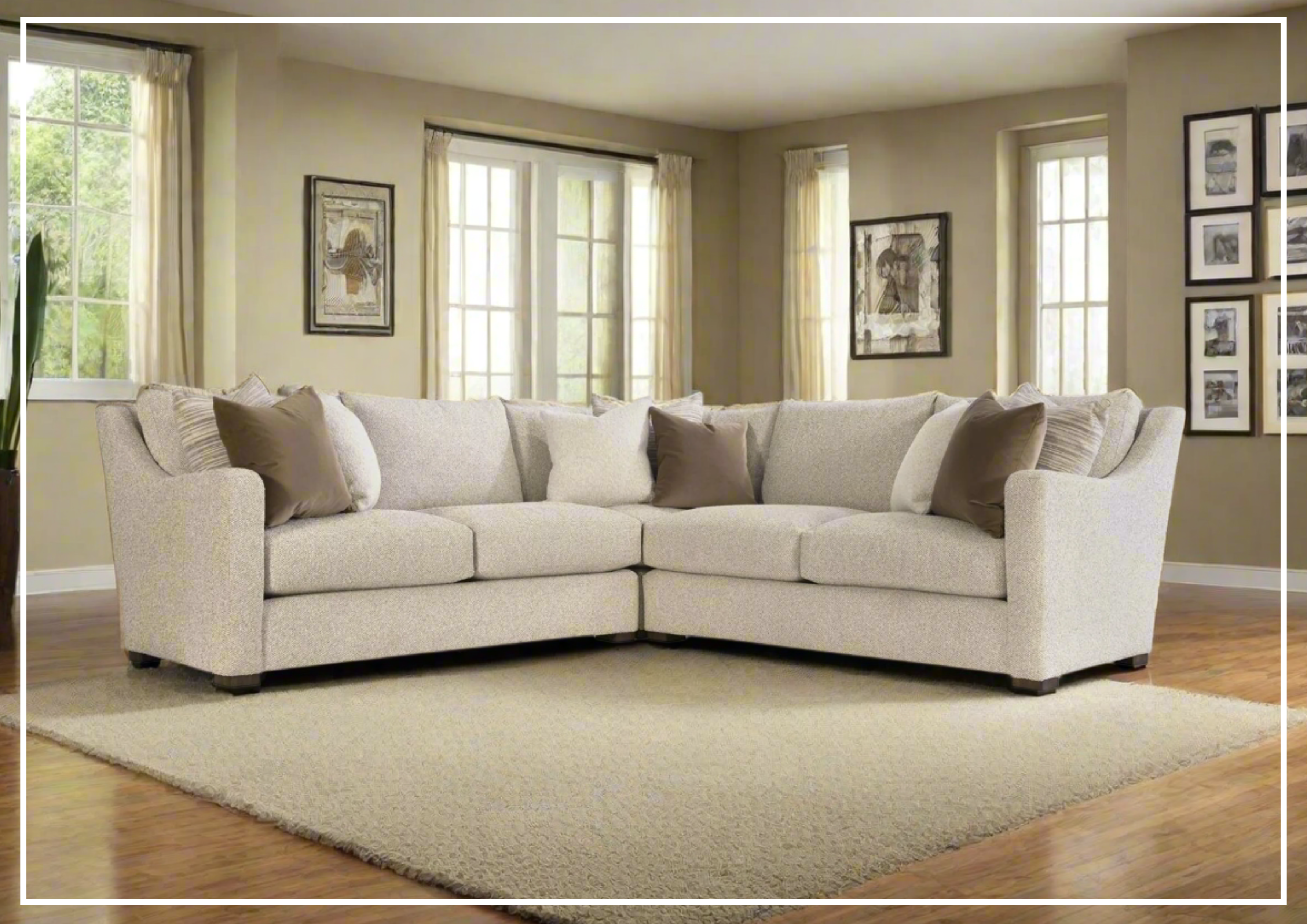 Bernhardt Ventura Beige Fabric Sectional Sofa - Modern Living Room Furniture for Comfortable Relaxation & Stylish Home Decor