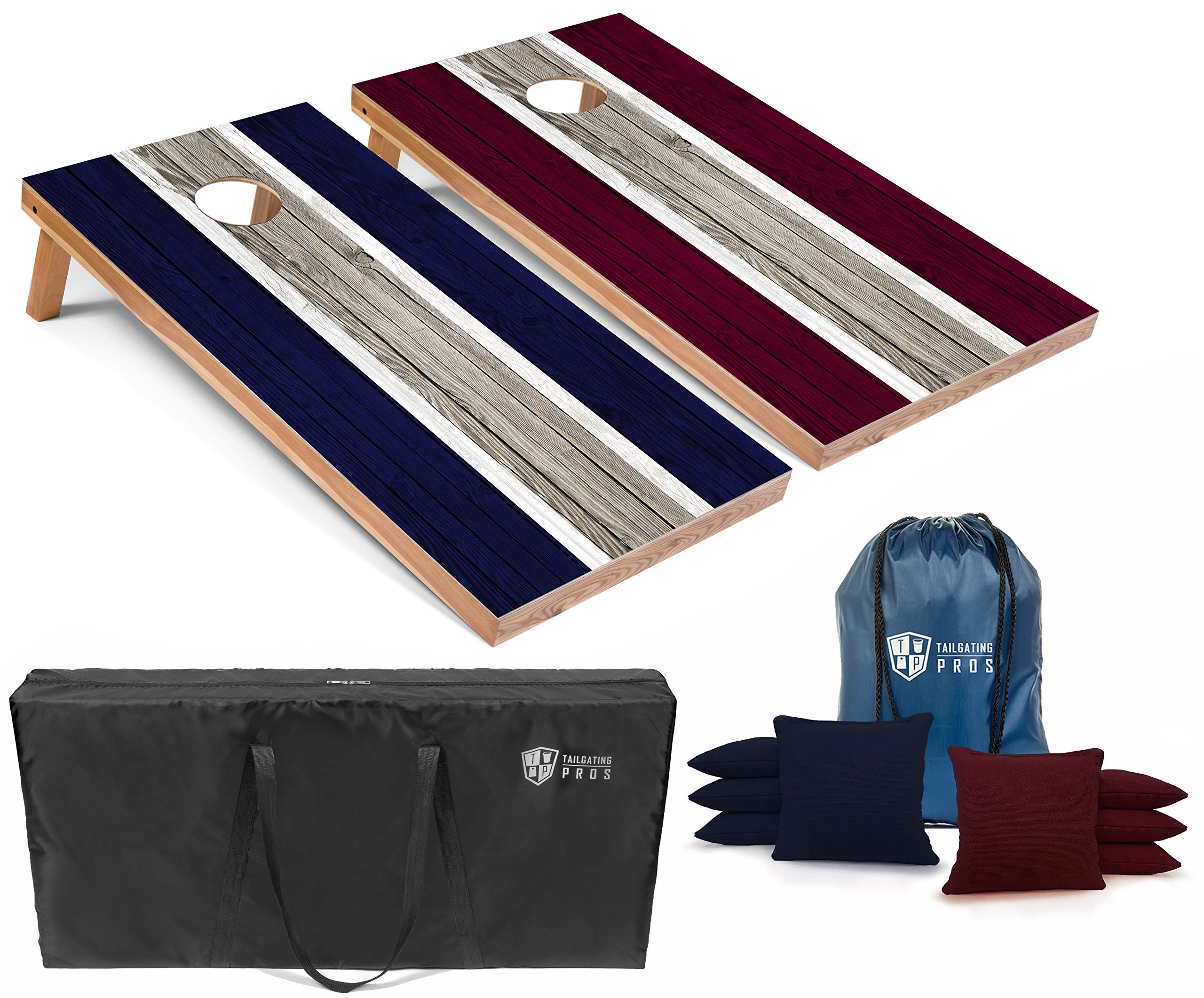 Premium LED Cornhole Board Set with Striped Lightweight Design - 4'x2' Regulation Size, Glow-in-the-Dark Rings, 8 Bean Bags & Carry Case - Perfect for Tailgating, Backyard Parties, and Outdoor Games