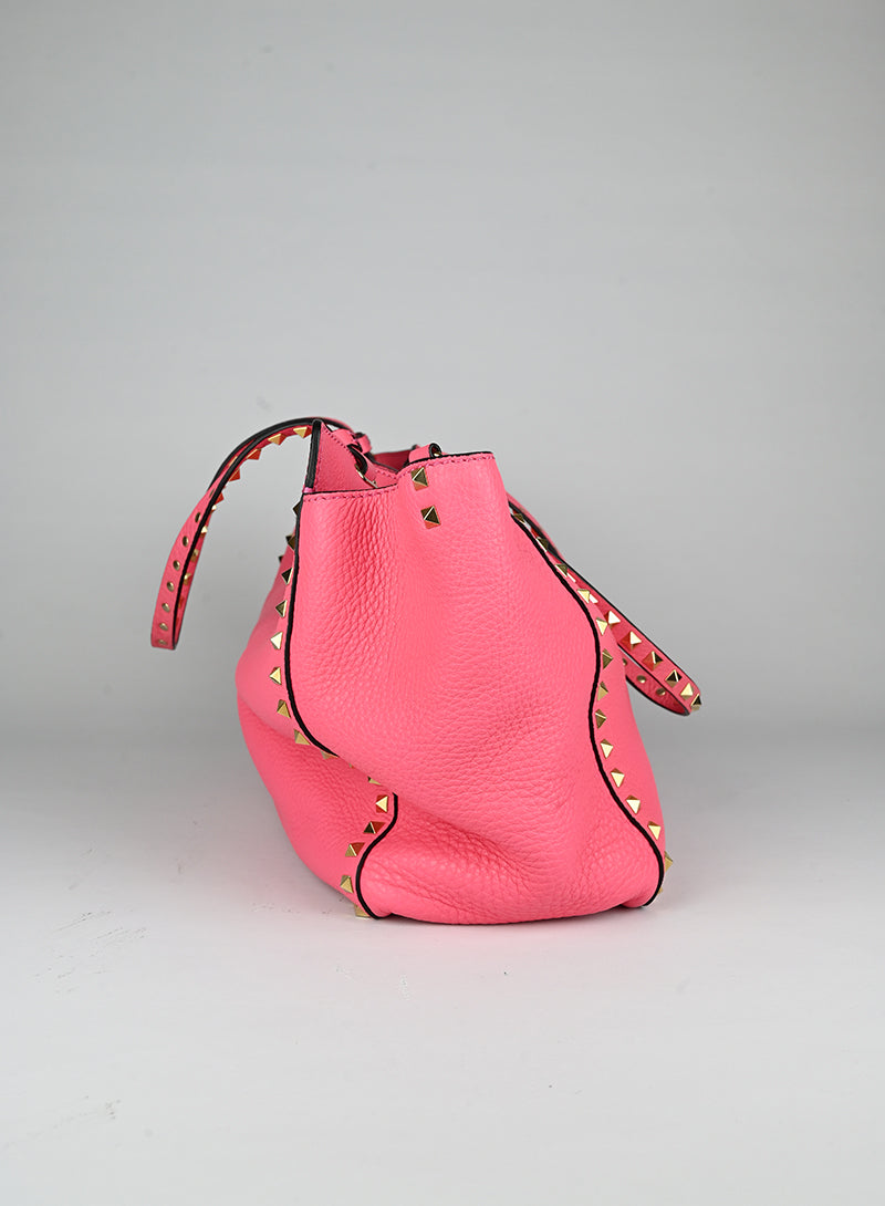 Valentino Rockstud Leather Tote Bag in Pink - Stylish Designer Handbag for Women, Perfect for Work, Travel & Everyday Use