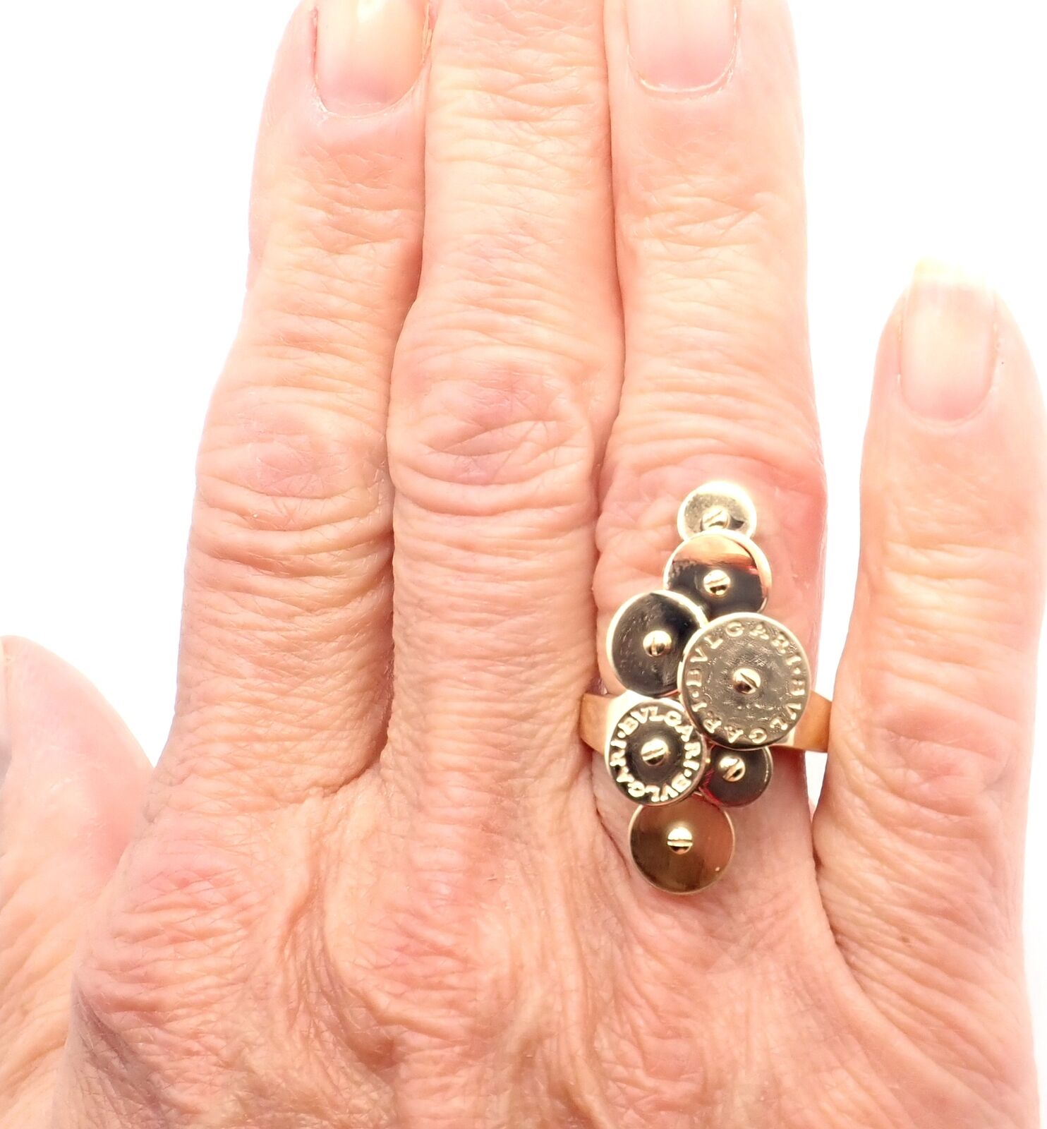 Authentic Bvlgari Bulgari Cicladi 18k Yellow Gold Large Ring for Women - Luxury Statement Jewelry for Weddings, Parties & Special Occasions