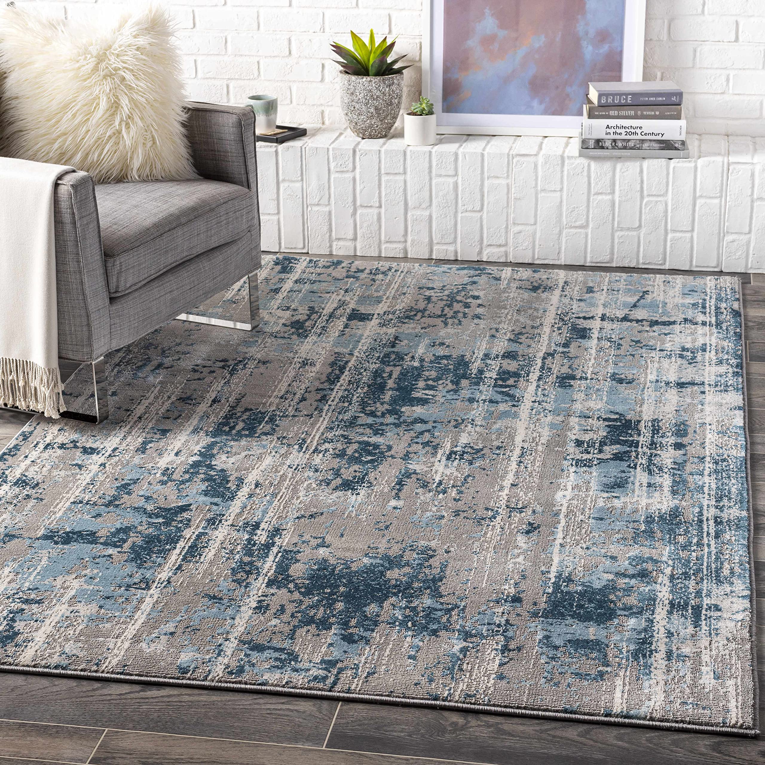 Modern Blue & Gray Hauteloom Burniston Area Rug 2' x 2'11