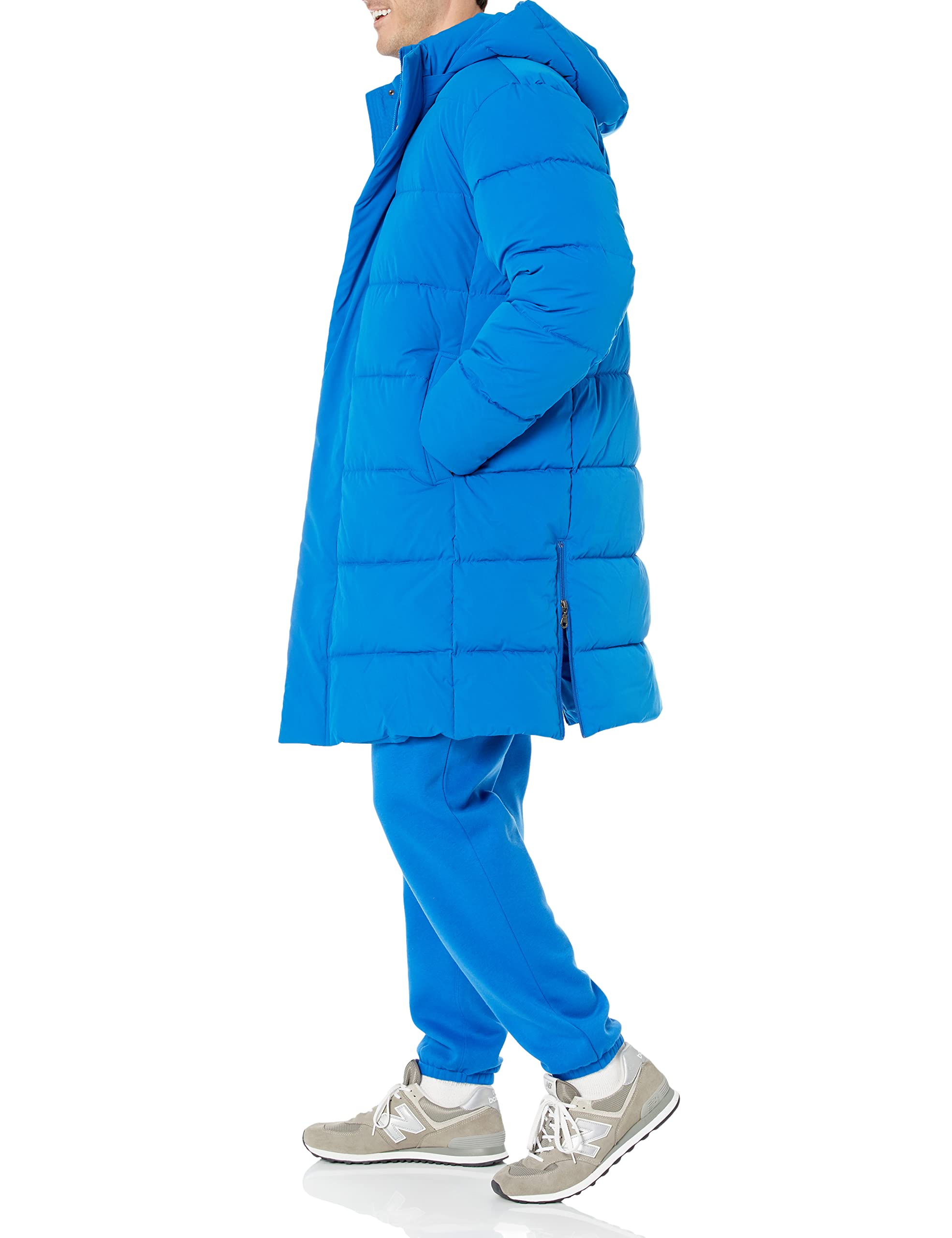 Amazon Essentials Men's Hooded Long Puffer Coat - Winter Warm Jacket for Cold Weather, Lightweight Water-Resistant Outdoor Parka - Perfect for Snow, Hiking & Daily Commute