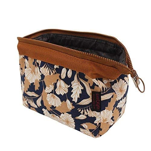 Luxula Waterproof Cosmetic Bag for Women - Travel Makeup Organizer with Zipper, Portable Jewelry Pouch & Brush Holder (Brown) - Perfect for Travel, Gym, and Daily Beauty Essentials Storage