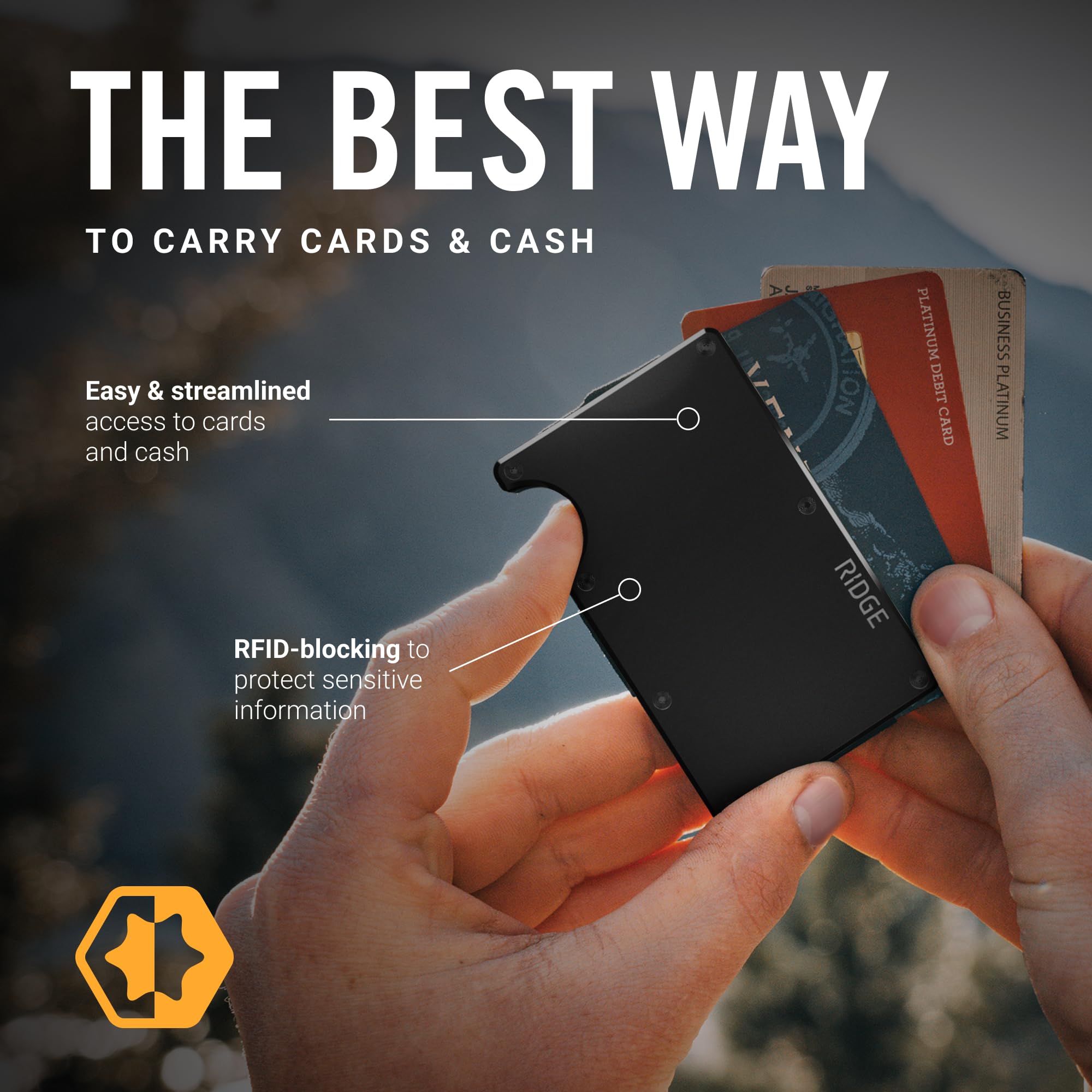 Ridge Wallets for Men - Slim Minimalist RFID Blocking Front Pocket Wallet with Card Holder (Royal Black) - Perfect for Travel, Business & Everyday Carry