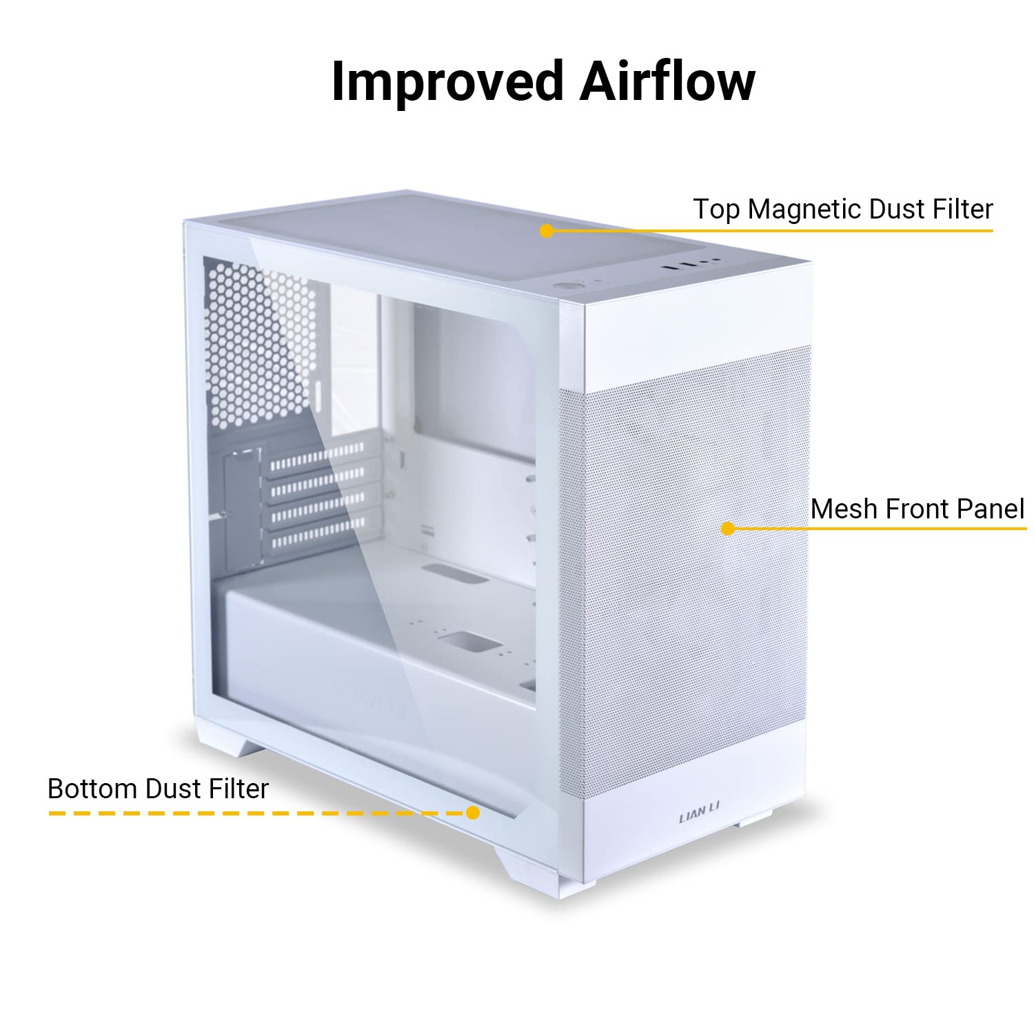 LIAN LI LANCOOL 205M MESH Snow White Micro ATX PC Case - High Airflow RGB Gaming Computer Case with Mesh Front Panel & 2x140mm ARGB PWM Fans, Tempered Glass Mid-Tower Chassis | Perfect for Gaming Rigs, Streaming Setups & Home Office Workstations