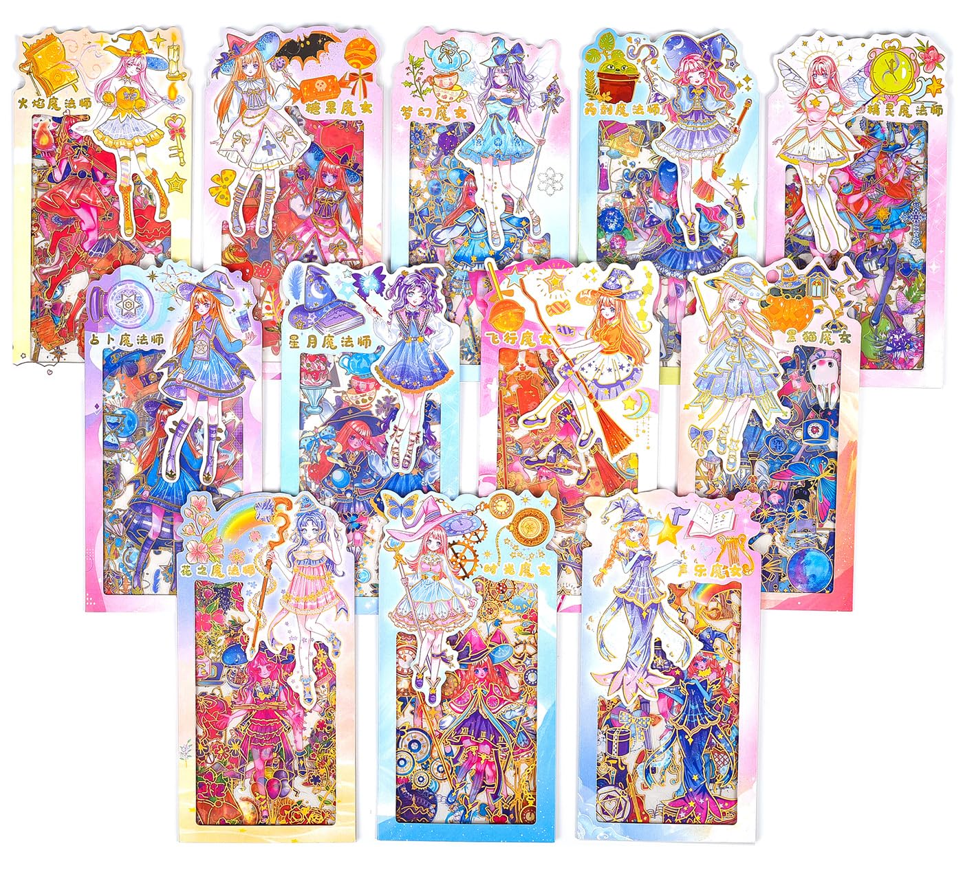48PCS Cute Magic Girl Scrapbook Stickers - Kawaii Letter Stickers, Transparent Waterproof Calendar Stickers for Journaling, Bullet Journal, Planner, Laptop & Stationery Decoration (12 Magic Girl Designs)