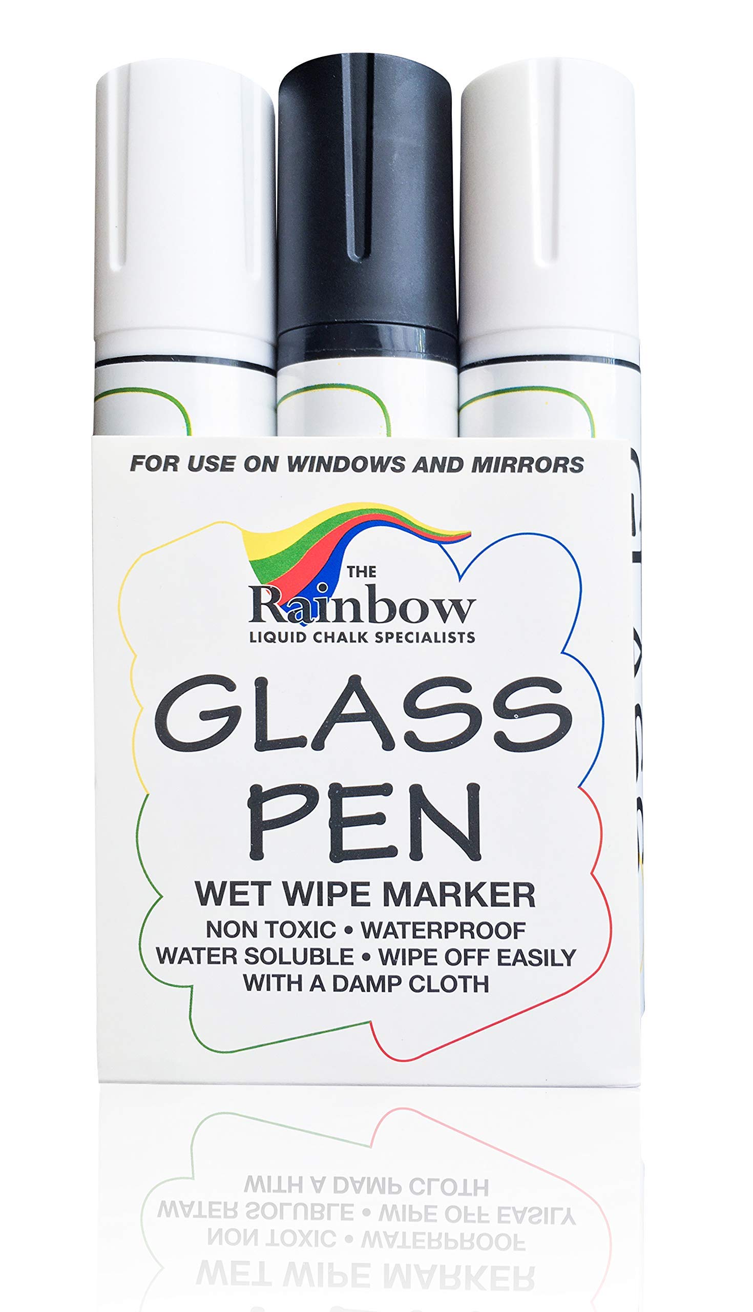 **Jumbo Liquid Chalk Markers for Glass - Washable Window & Mirror Paint Pens (3-Pack, Black & White, Wide Tip) - Perfect for Graduation Car Windows, Storefront Signs & Holiday Decorations**