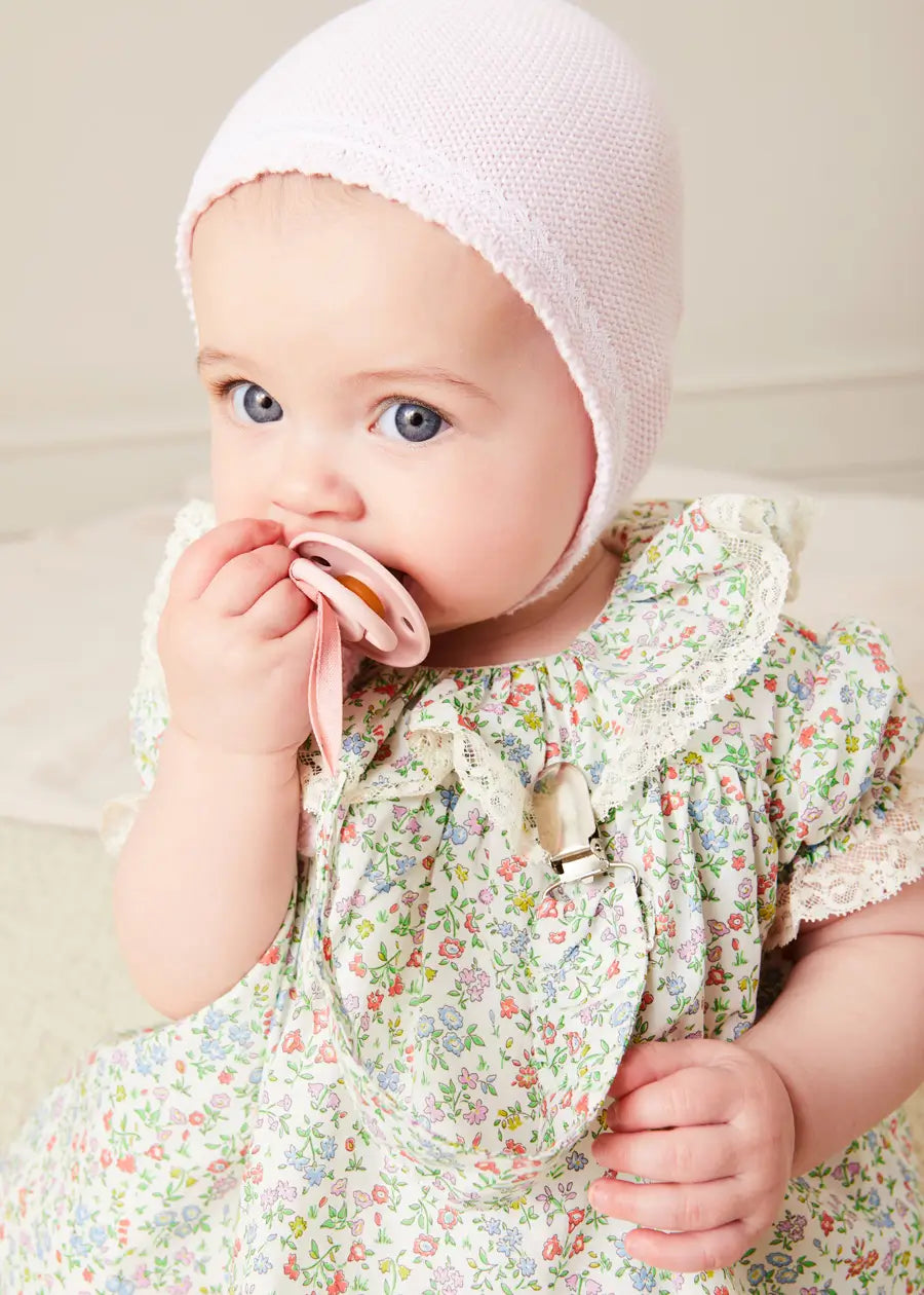 Cordelia Liberty Floral Pacifier Clip for Baby Girls - Pink Dummy Holder with Adjustable Strap | Perfect for Infants, Strollers, and Car Seats